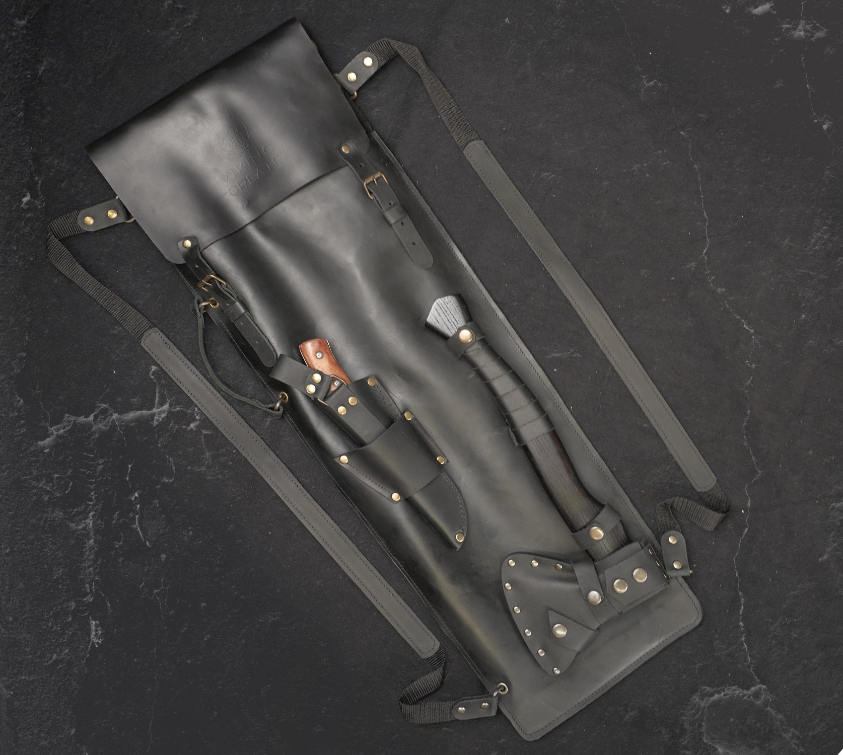 "Chieftain" Camping Accessories BBQ Skewers Set in a Leather Case, 9 items