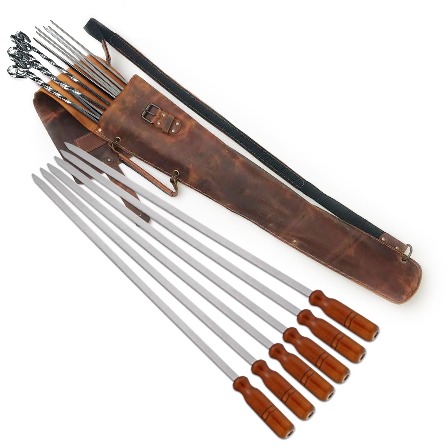 "Argali" Izgara Aksesuarları Ahşap Kutuda Barbekü Şiş Seti, 11 adet