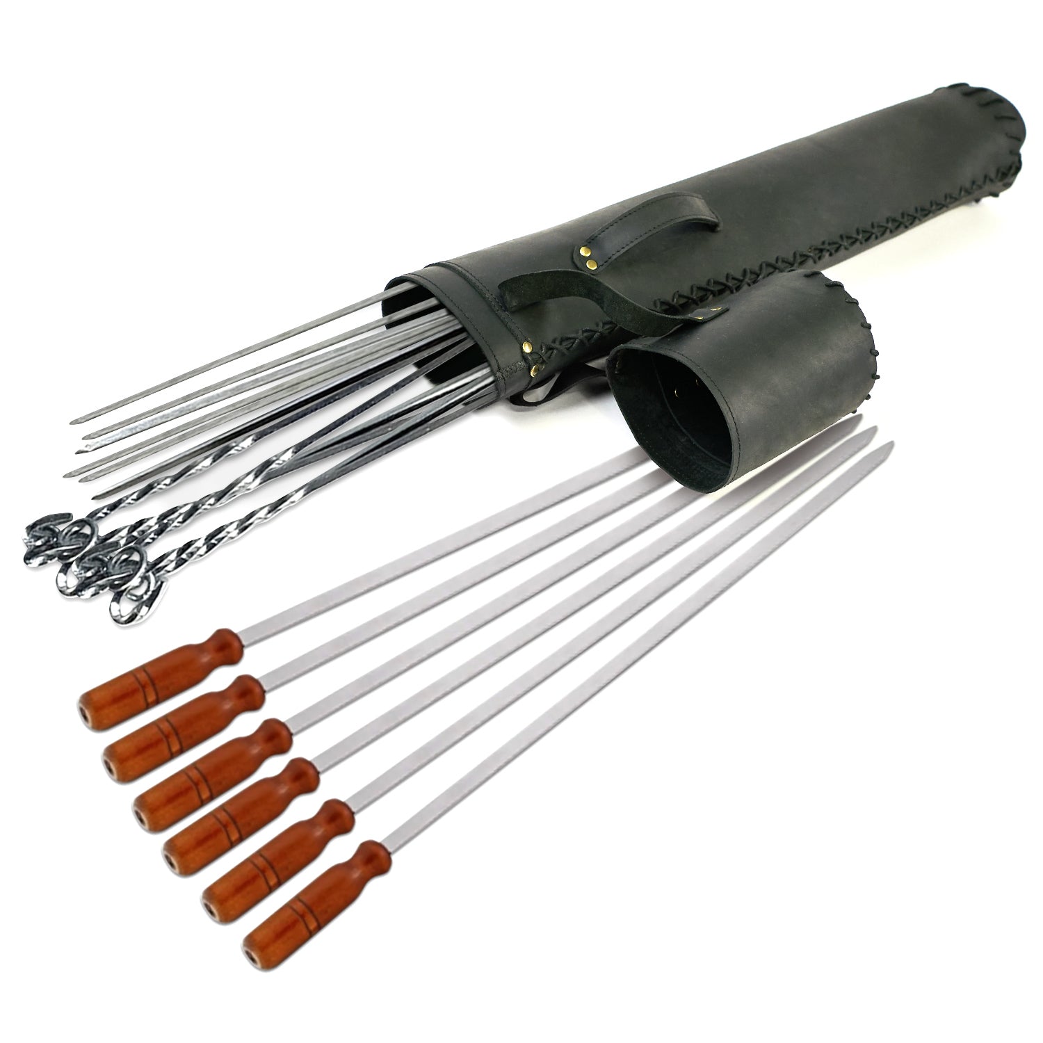 "Argali" Izgara Aksesuarları Ahşap Kutuda Barbekü Şiş Seti, 11 adet