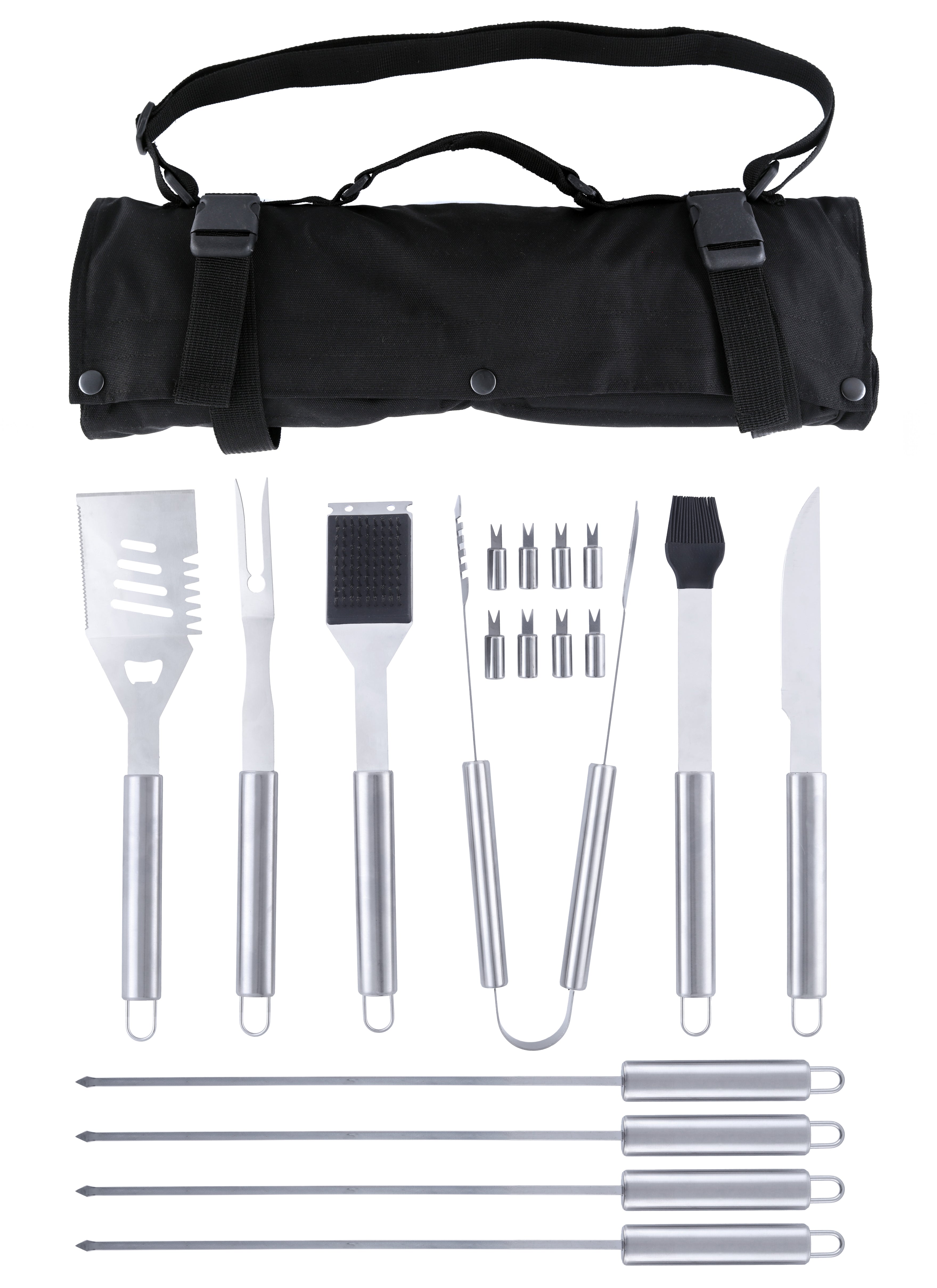 “Denver" Camping Accessories BBQ Tools Set in a Fabric Case, 17 items