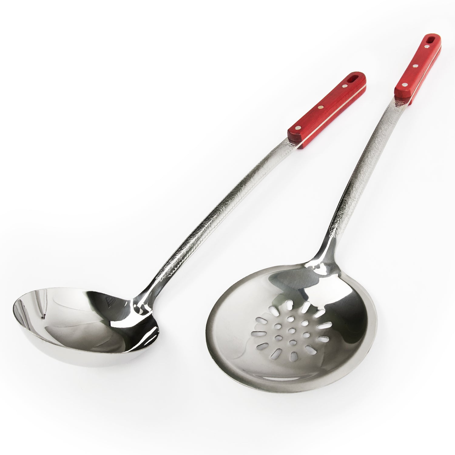 Set of skimmer and ladle for cauldron