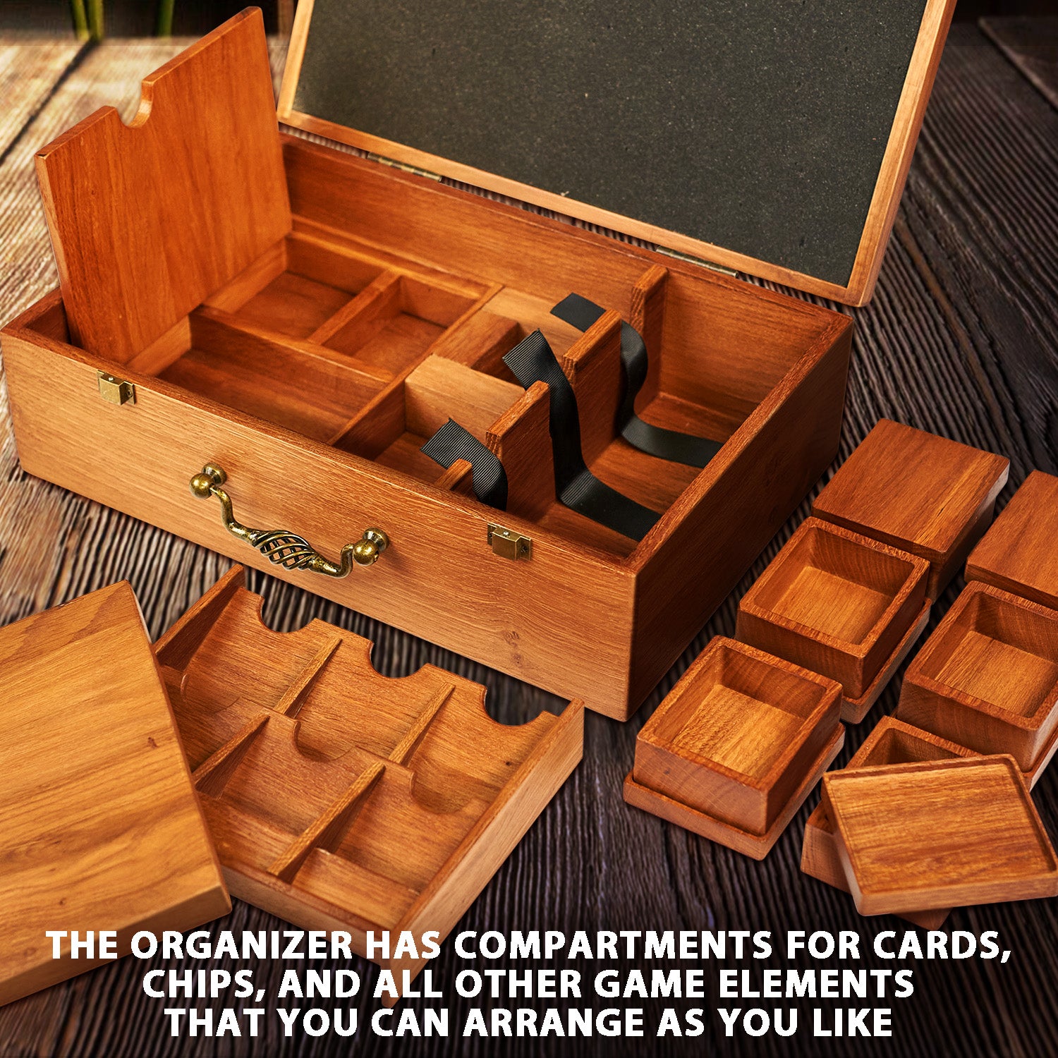 Organizer made of natural wood for the board game colonizers (Settlers of Catan)