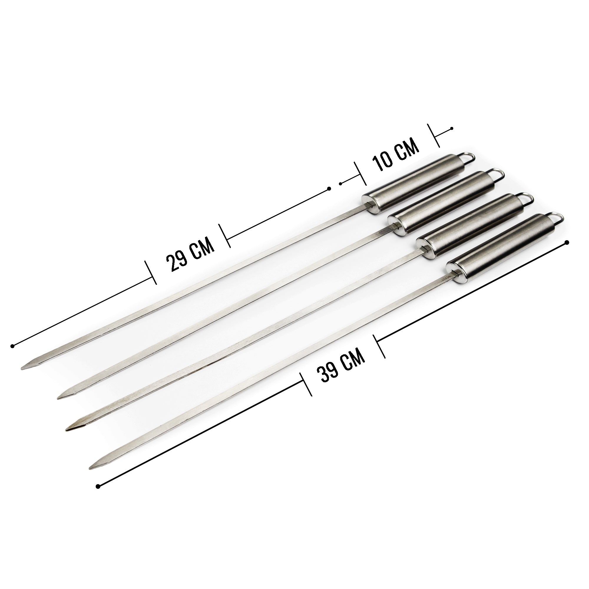 Set of 4 stainless steel skewers
