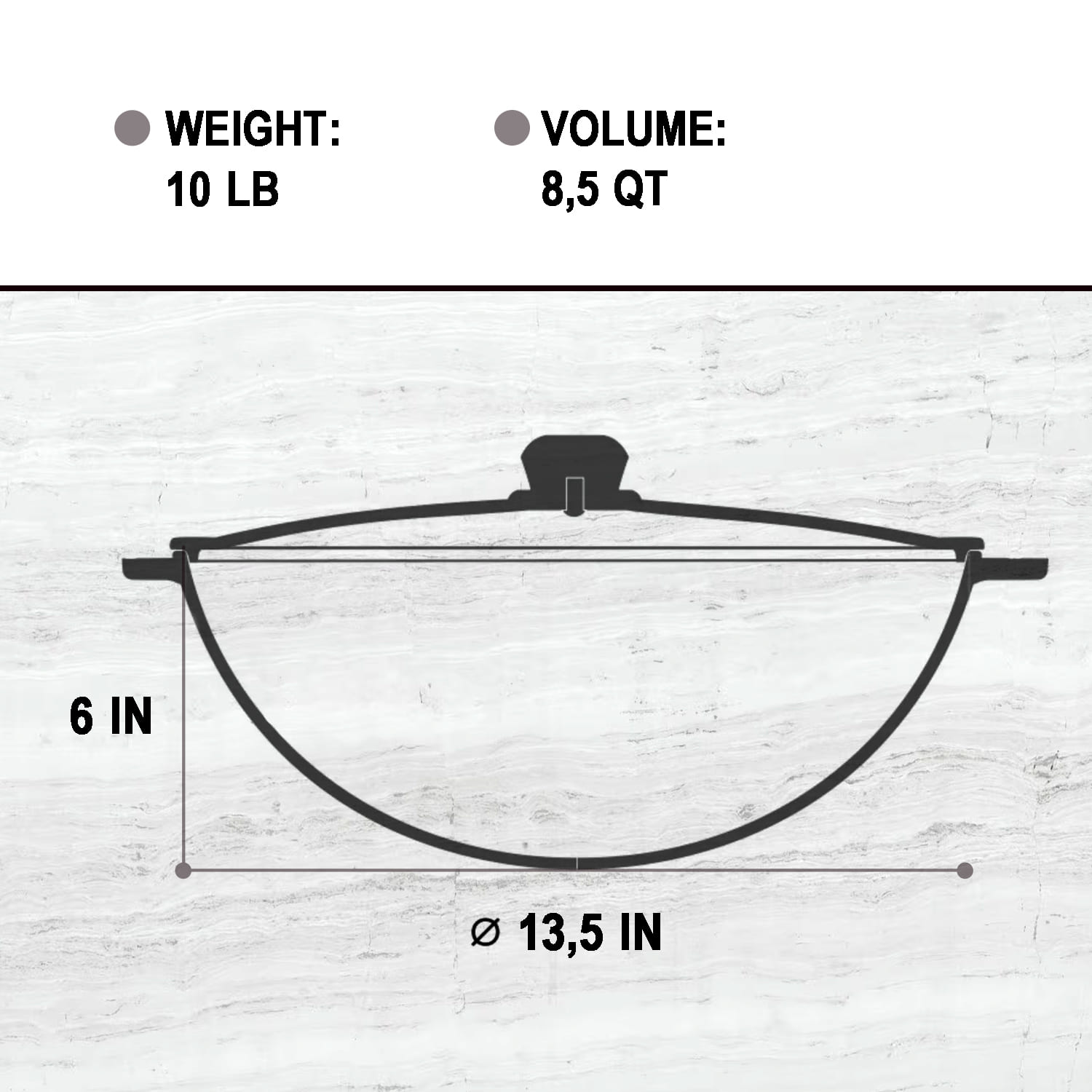 8,45 quart Braiser Pan WOK High-Quality Cast Iron with a Cast Iron Lid, Outdoor Cooking