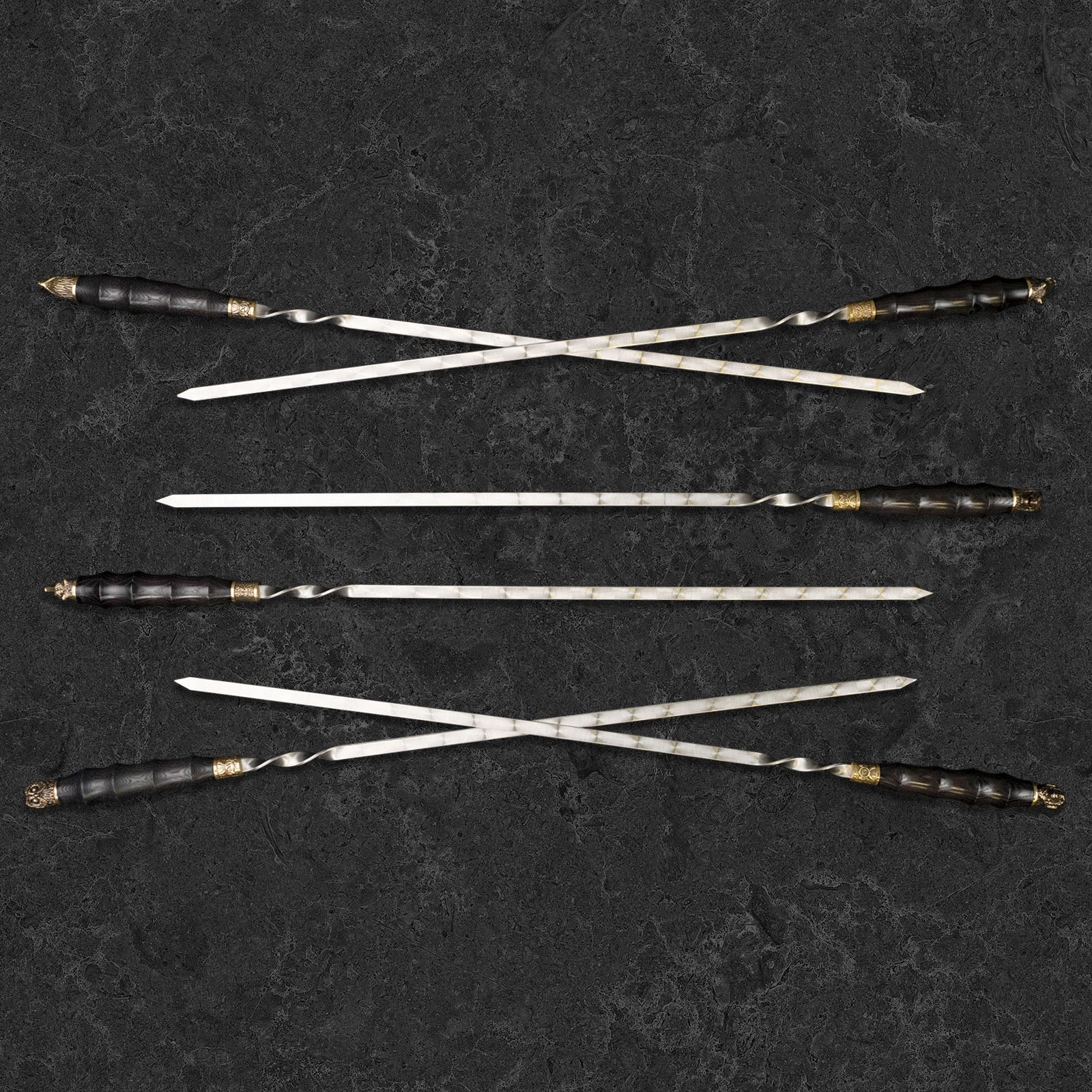 "Viking" Set in a Leather Case Camping Accessories BBQ Skewers Set in a Leather Case, 7 items