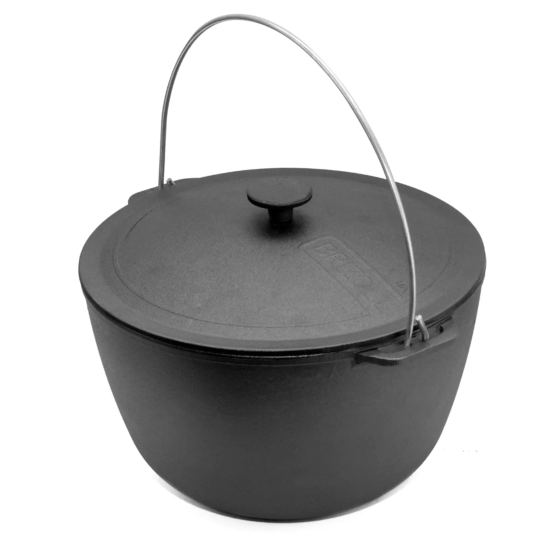 BRIZOLL Cast Iron Uzbek Kazan Dutch Oven Pot with Lid 8.5 qt. (8 L) Asian Cauldron Camping Wok Cooking Kitchen