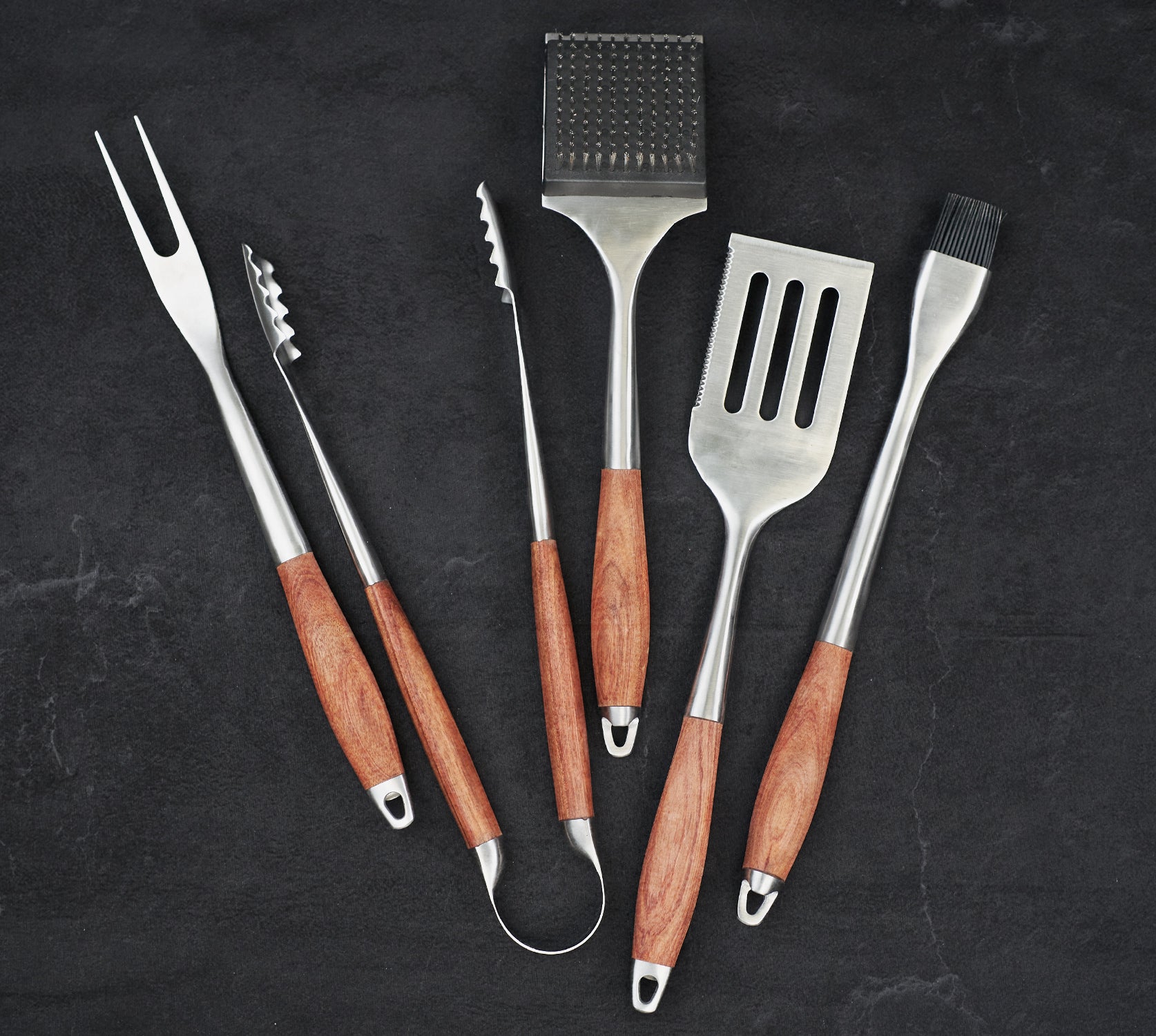 “Colorado" Camping Accessories BBQ Tools Set in a Wooden Case, 6 items