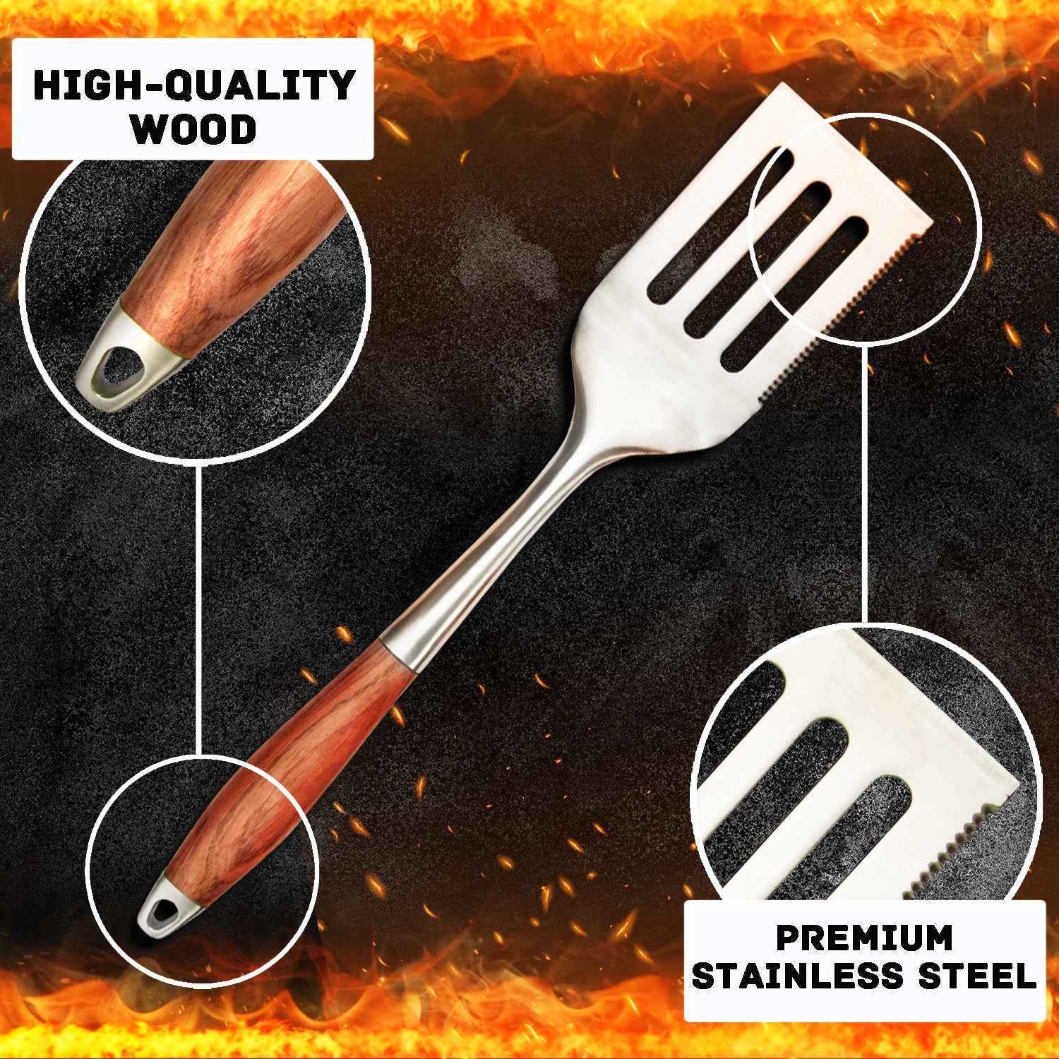 “Colorado" Camping Accessories BBQ Tools Set in a Wooden Case, 6 items