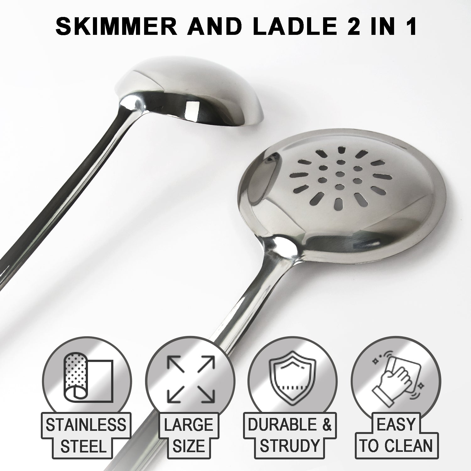 Set of skimmer and ladle for cauldron