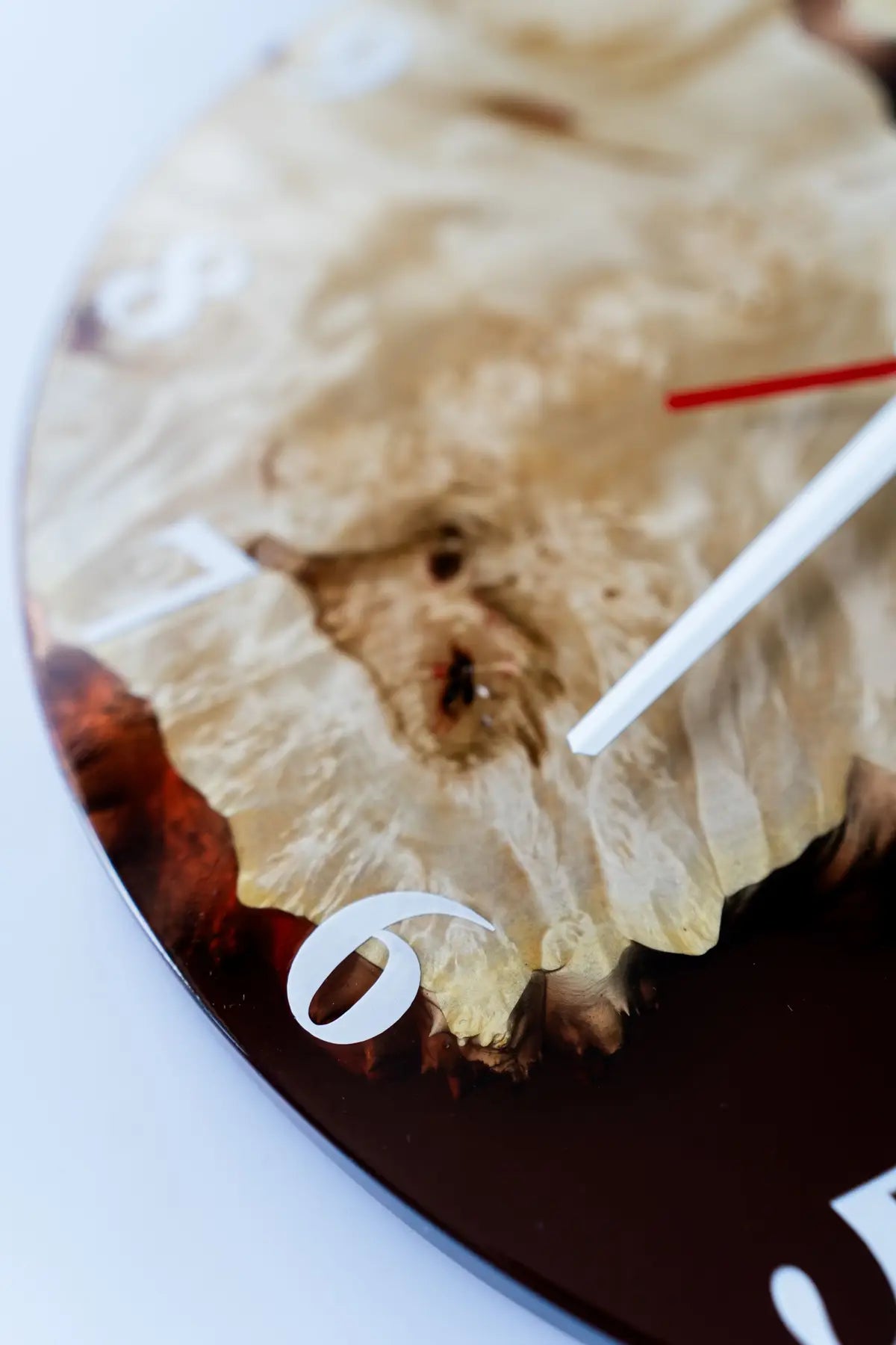 Wood and Epoxy Clock - 14 in (35 cm) Diameter - Handmade Wall Clock