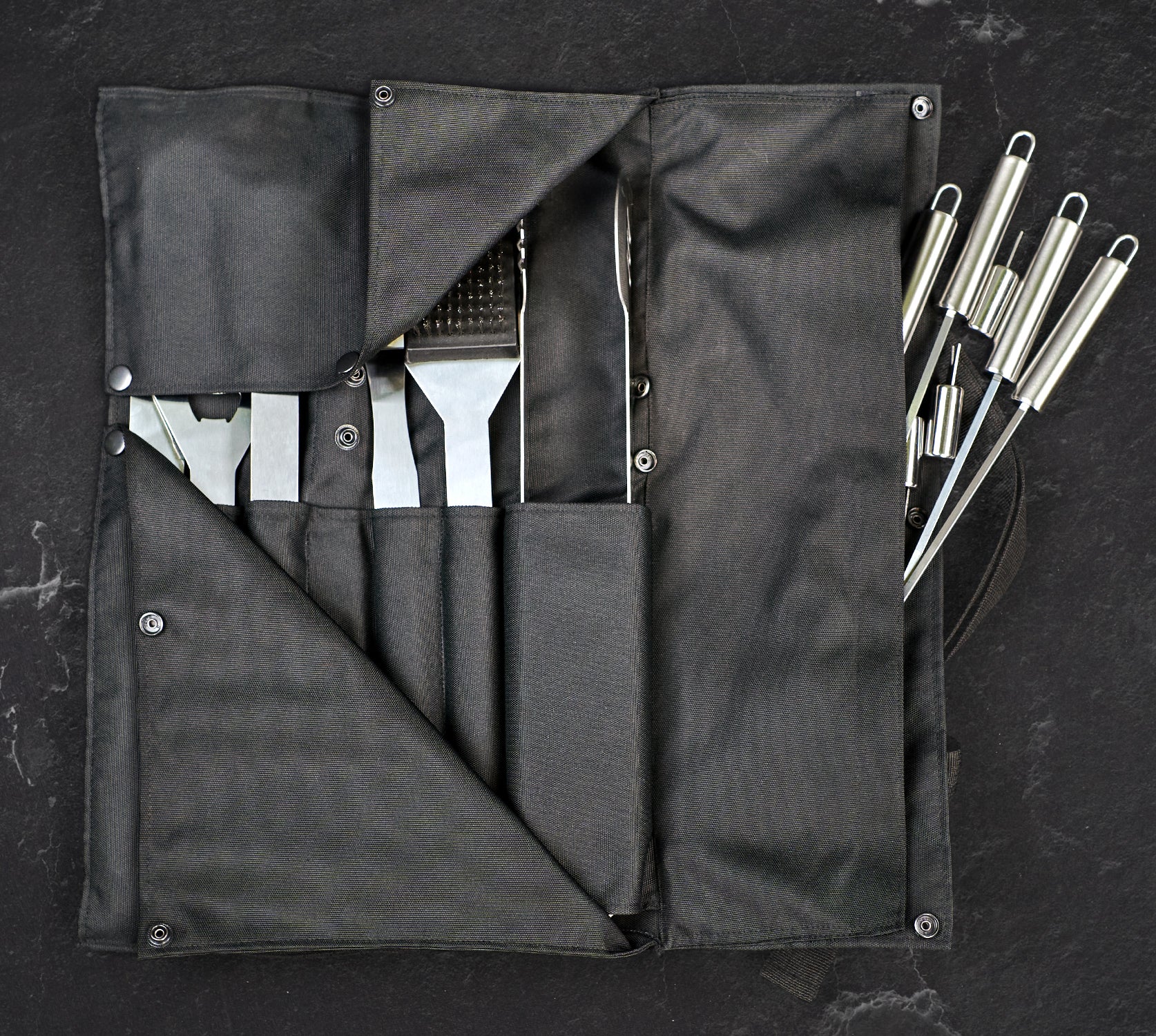 “Denver" Camping Accessories BBQ Tools Set in a Fabric Case, 17 items
