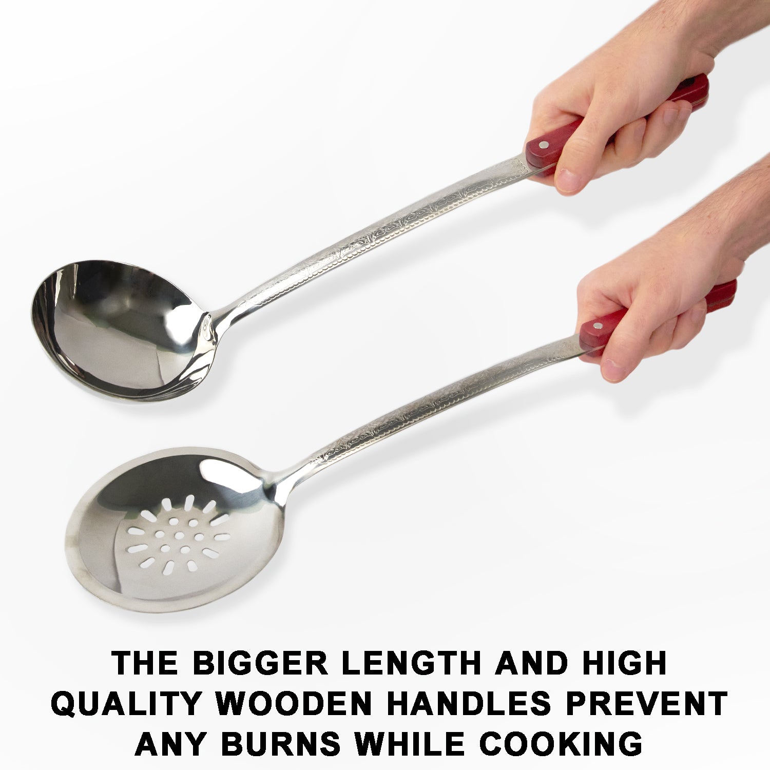 Set of skimmer and ladle for cauldron