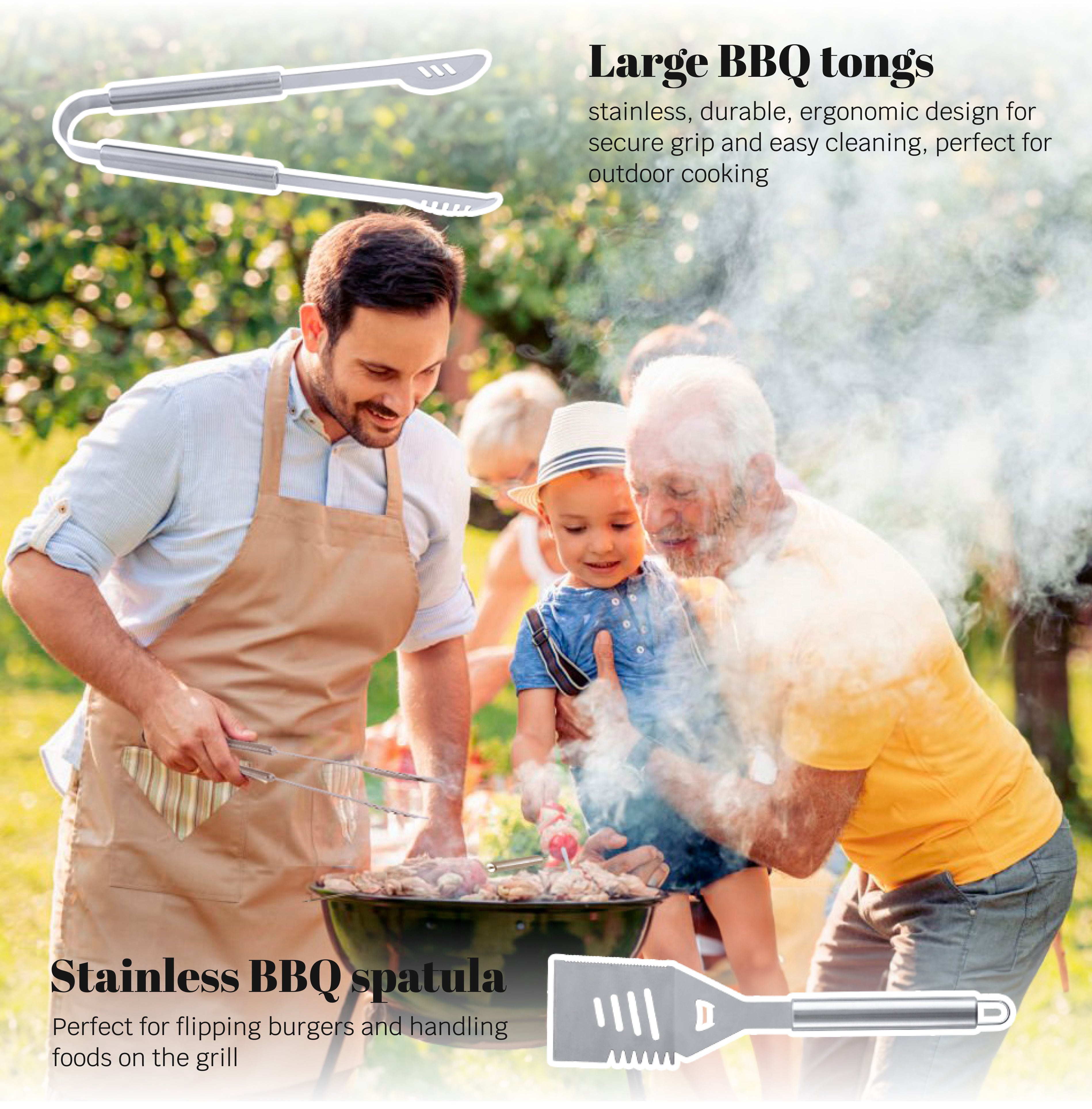 “Denver" Camping Accessories BBQ Tools Set in a Fabric Case, 17 items