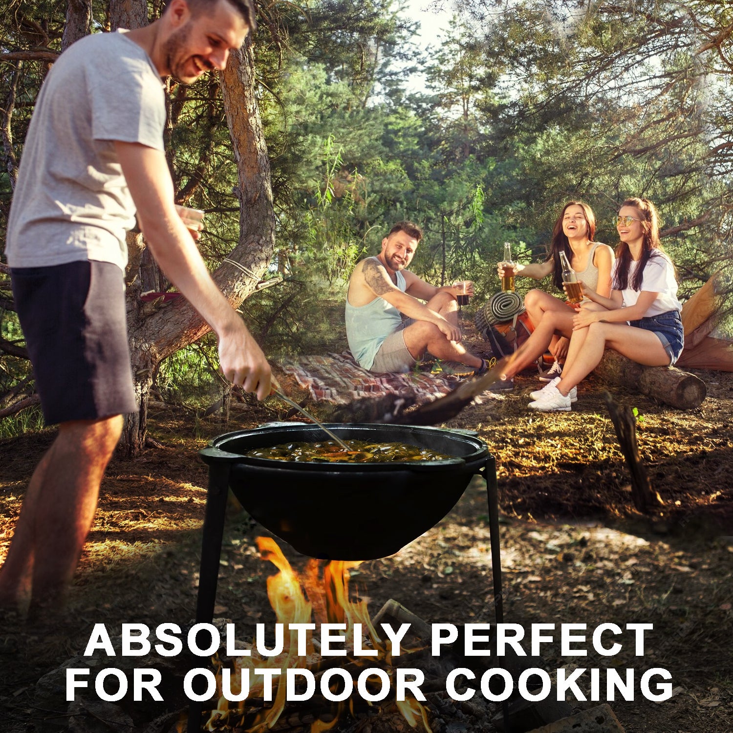 Set of skimmer and ladle for cauldron