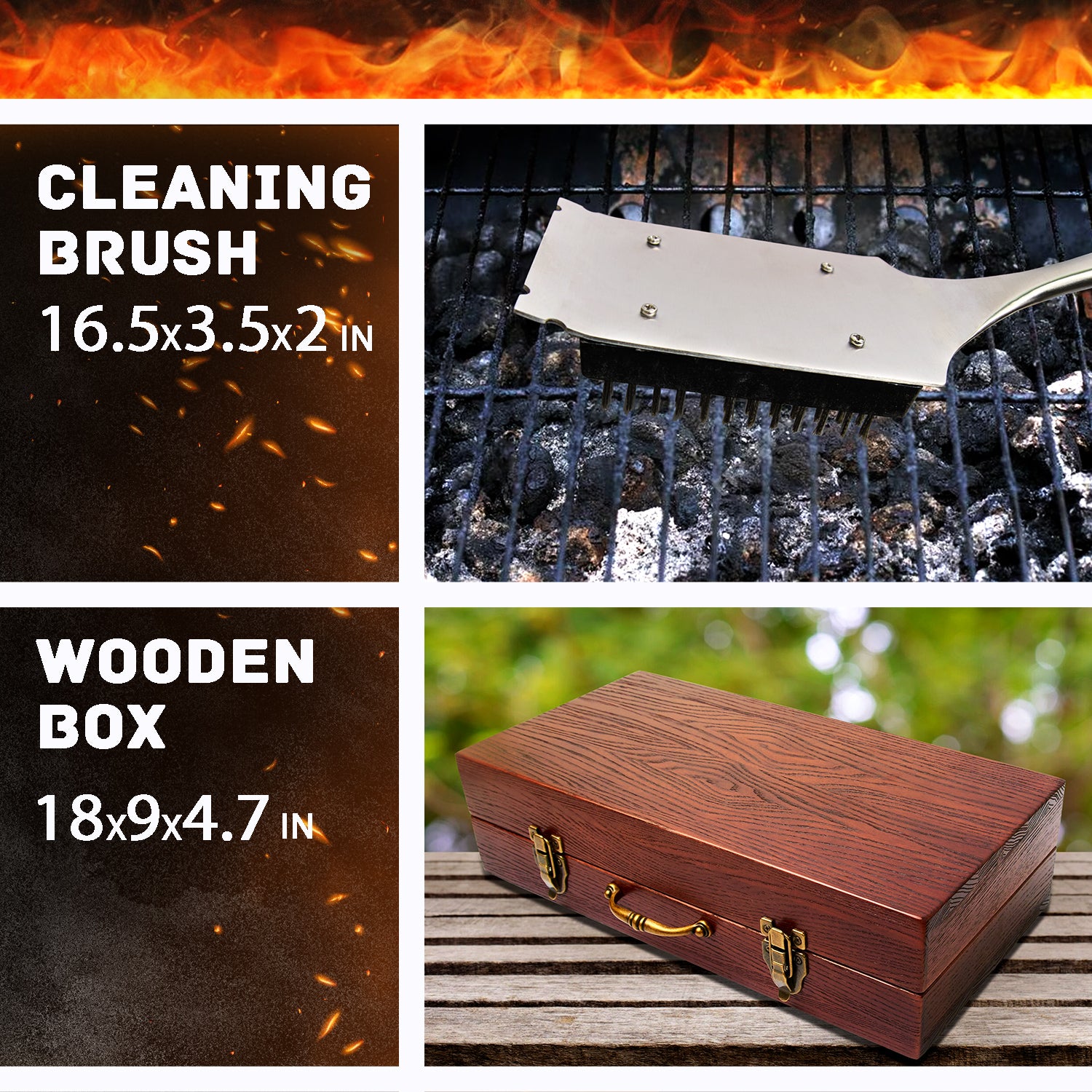 “Colorado" Camping Accessories BBQ Tools Set in a Wooden Case, 6 items