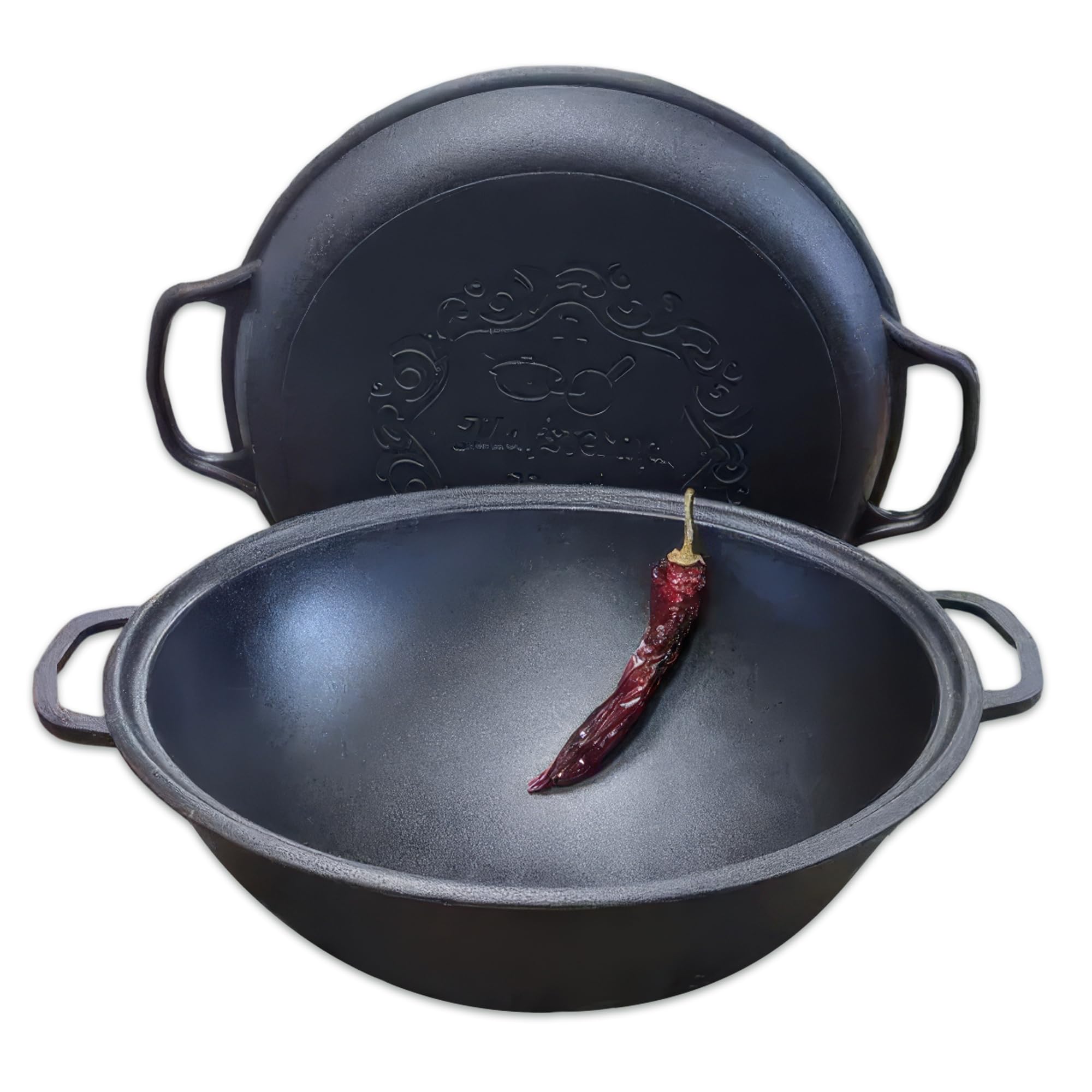 12.5 Quarts (12 L) Cast Iron Uzbek Cauldron with Pan Lid