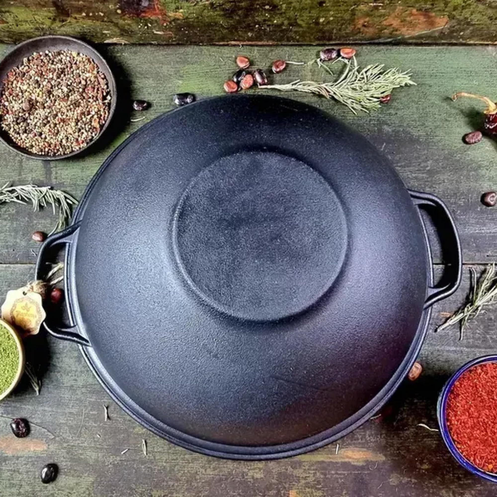 15.8 Quarts (15 L) Cast Iron Uzbek Cauldron with Pan Lid