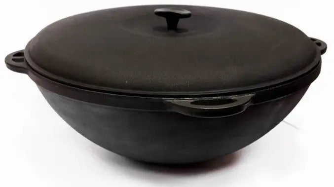 8,45 quart Braiser Pan WOK High-Quality Cast Iron with a Cast Iron Lid,  Outdoor Cooking