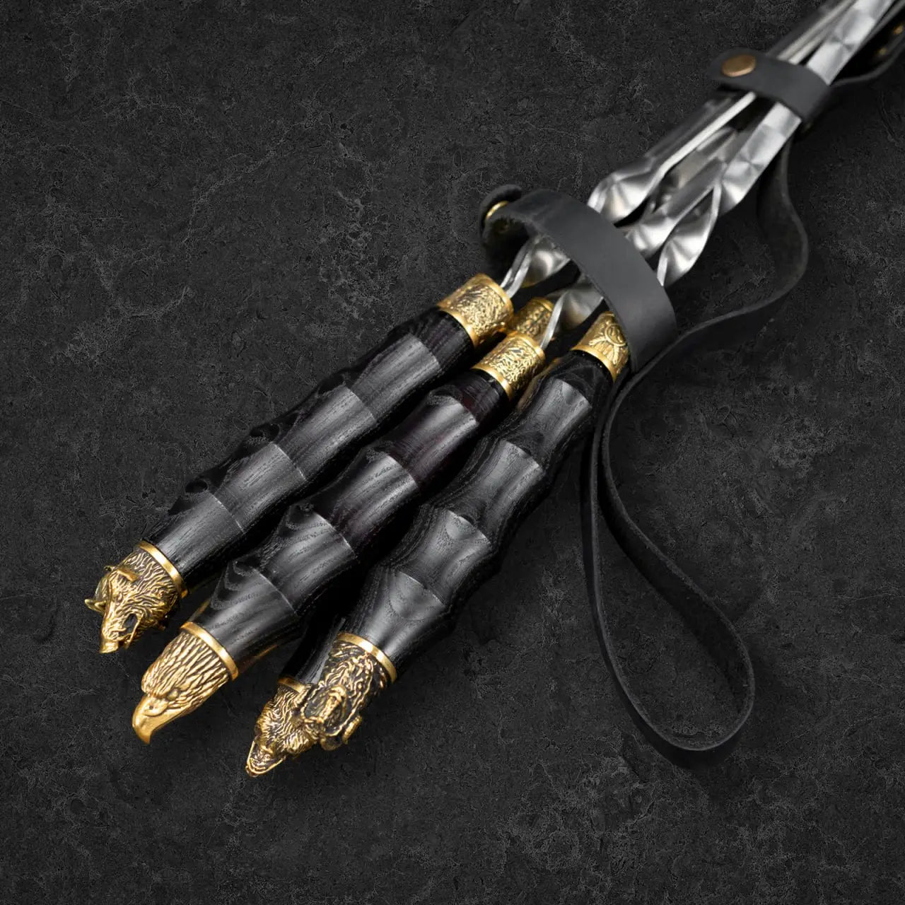 "Bor" Kamp Aksesuarları Barbekü Şiş Seti Deri Kılıfta, 6 adet