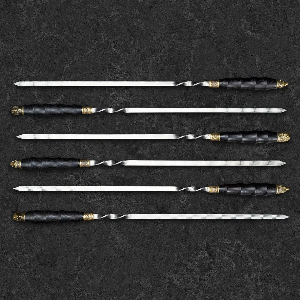 "Bor" Kamp Aksesuarları Barbekü Şiş Seti Deri Kılıfta, 6 adet