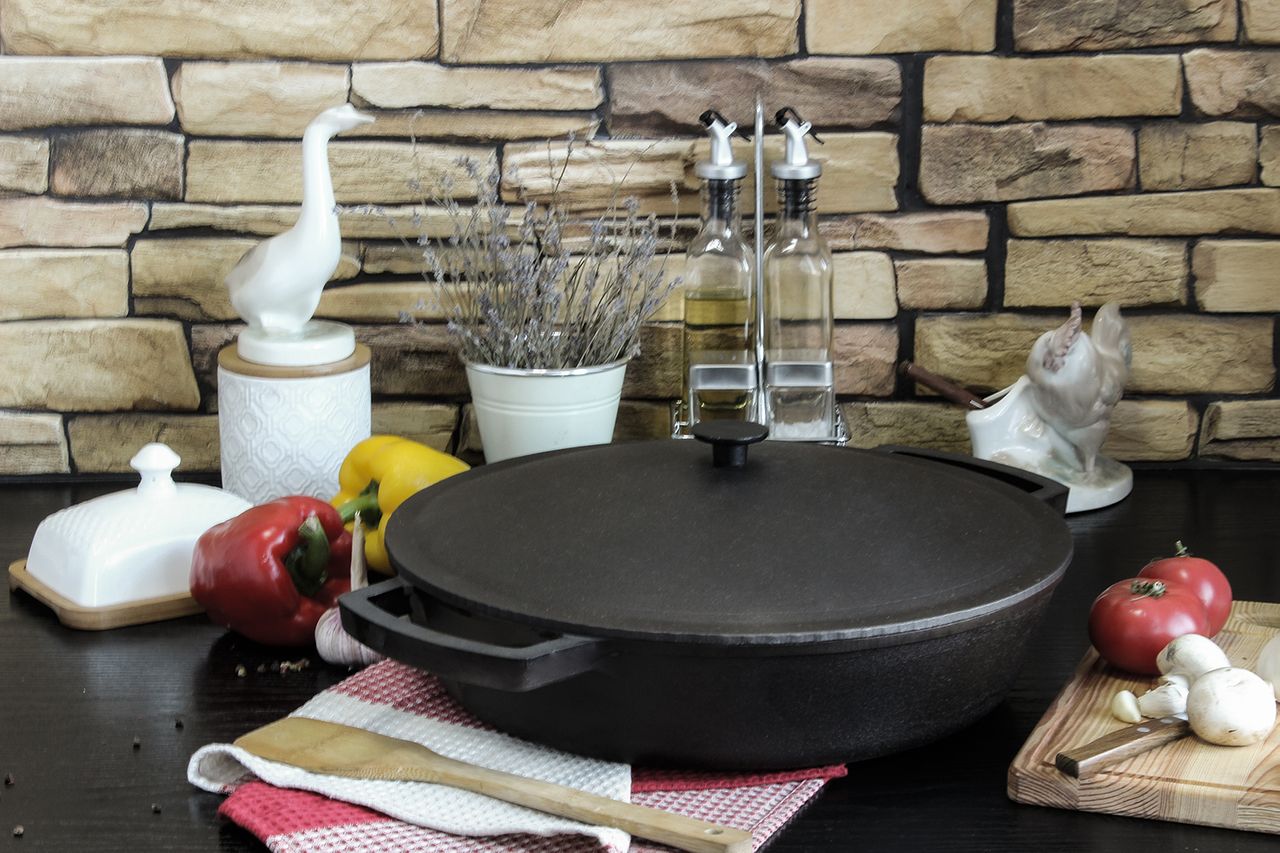 Frying pan without handle Cast iron Griddle 340 x 70 mm
