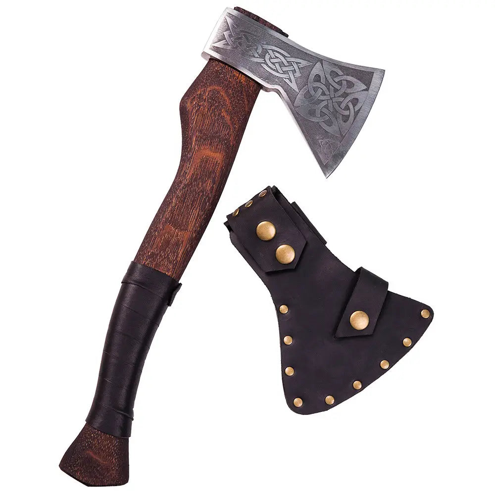 "Warrior" Kamp Ekipmanları Hediye Seti Ahşap Kutuda Balta Aletleri, 3 adet