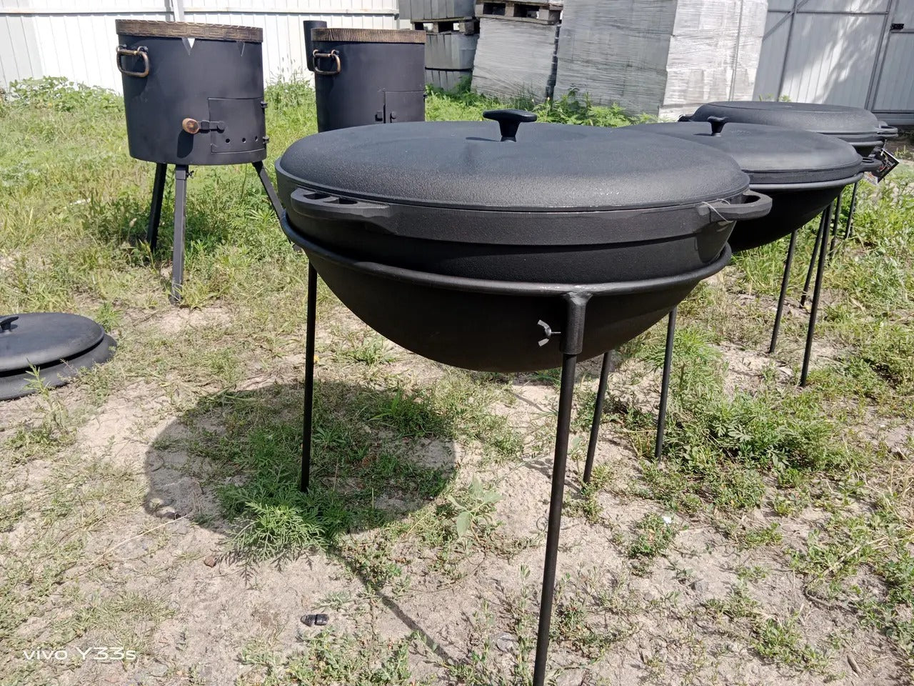 31,7 liter gjutjärn braiser med lock, kraftig ugn holländsk, kittel utomhusmatlagning