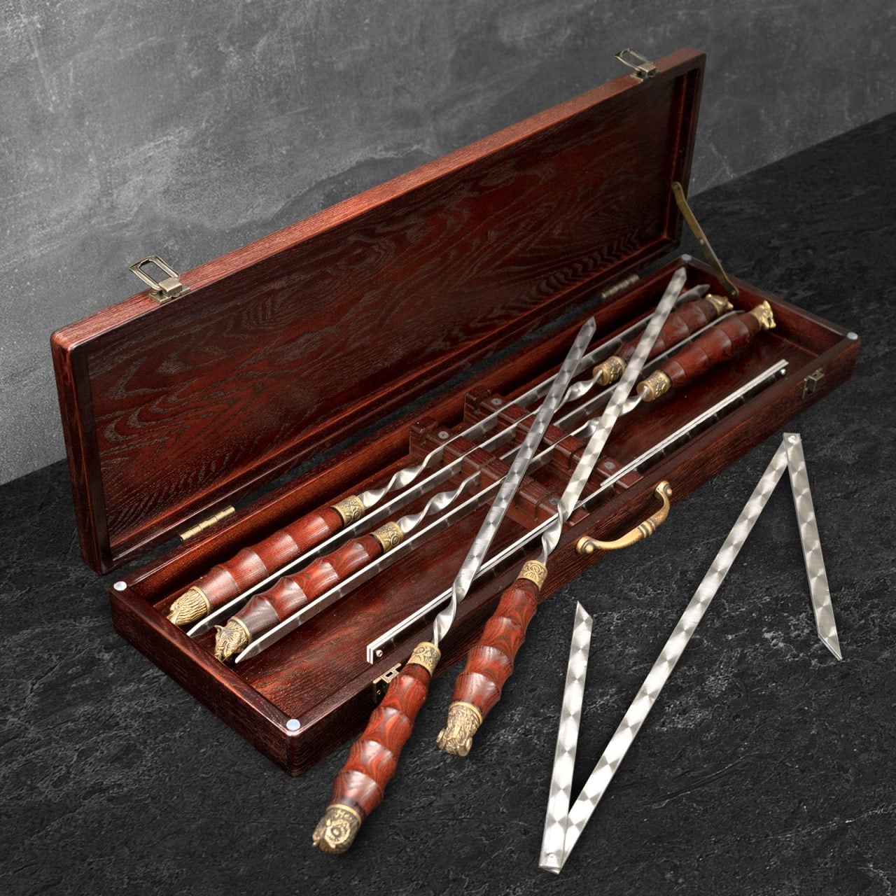 "Viking" Skewers Set  in a Wooden Case, 8 items