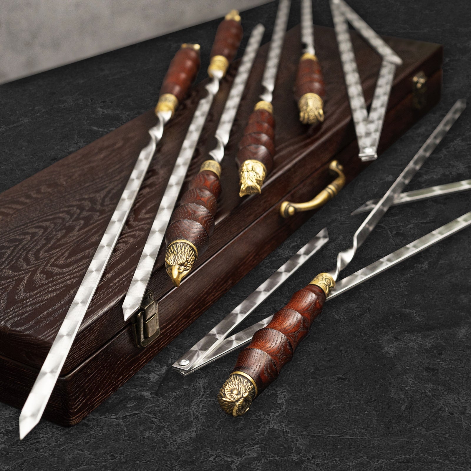 "Viking" Skewers Set  in a Wooden Case, 8 items