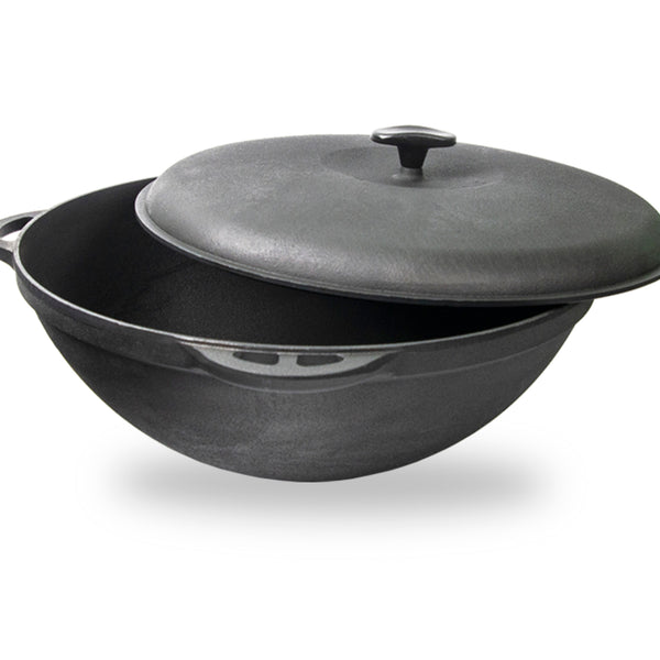 8,45 quart Braiser Pan WOK High-Quality Cast Iron with a Frying Pan Li