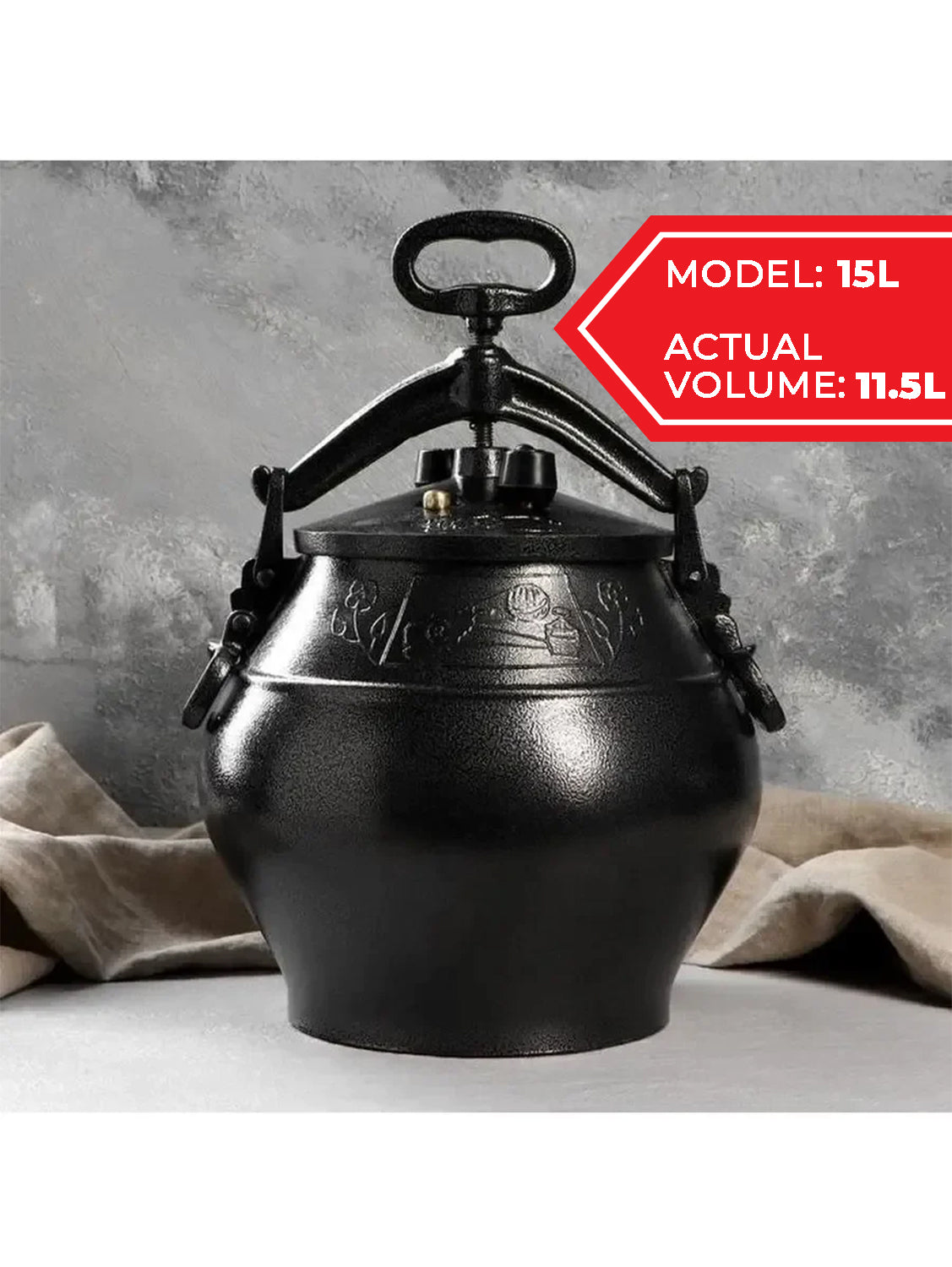 Afghan cauldron-pressure cooker 15 liters Black