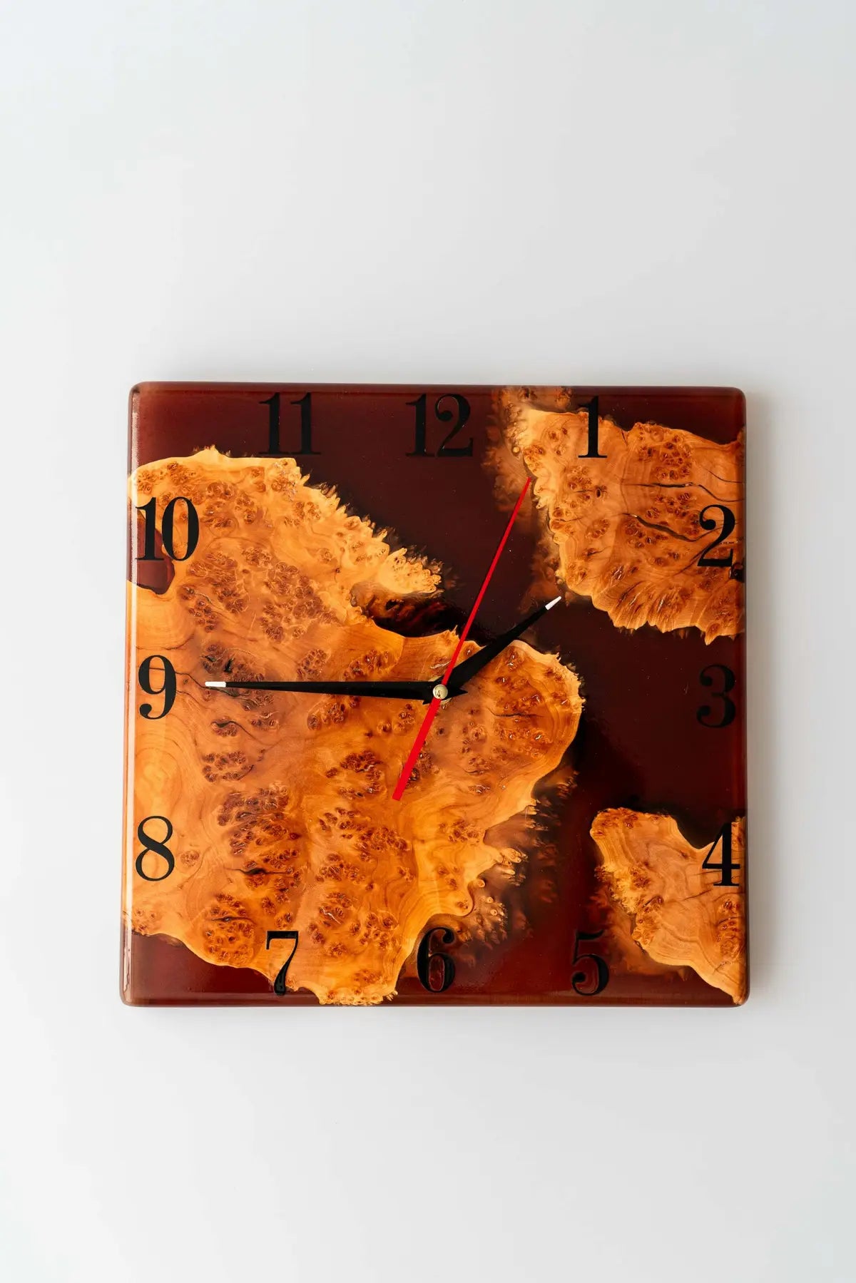 Wood and Epoxy Clock - 12 х 12 in (30 х 30 cm) Diameter - Handmade Wall Clock