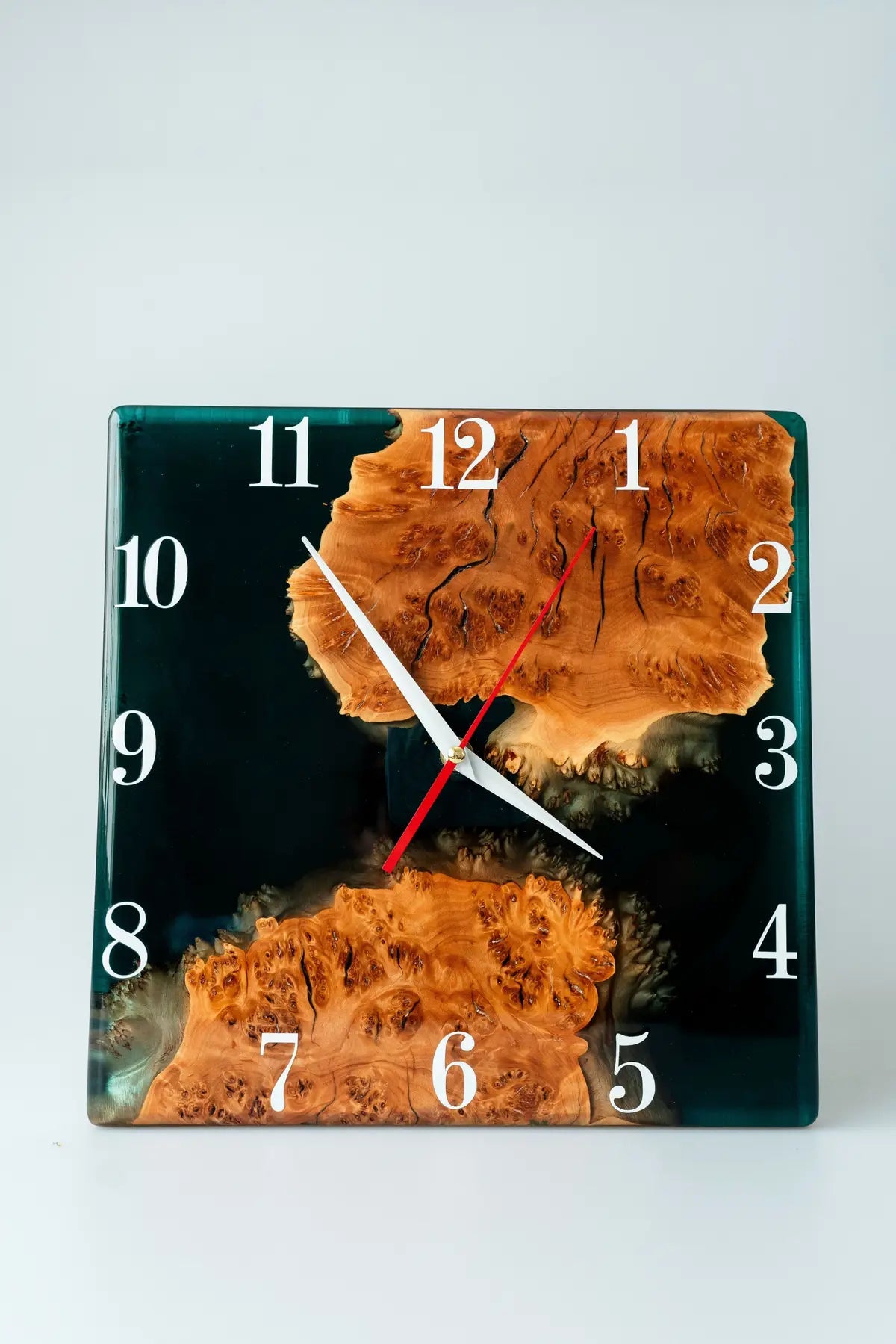 Wood and Epoxy Clock - 12 х 12 in (30 х 30 cm) Diameter - Handmade Wall Clock