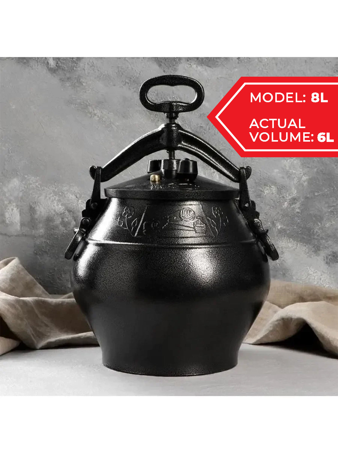 Afghan cauldron-pressure cooker 8 liters Black