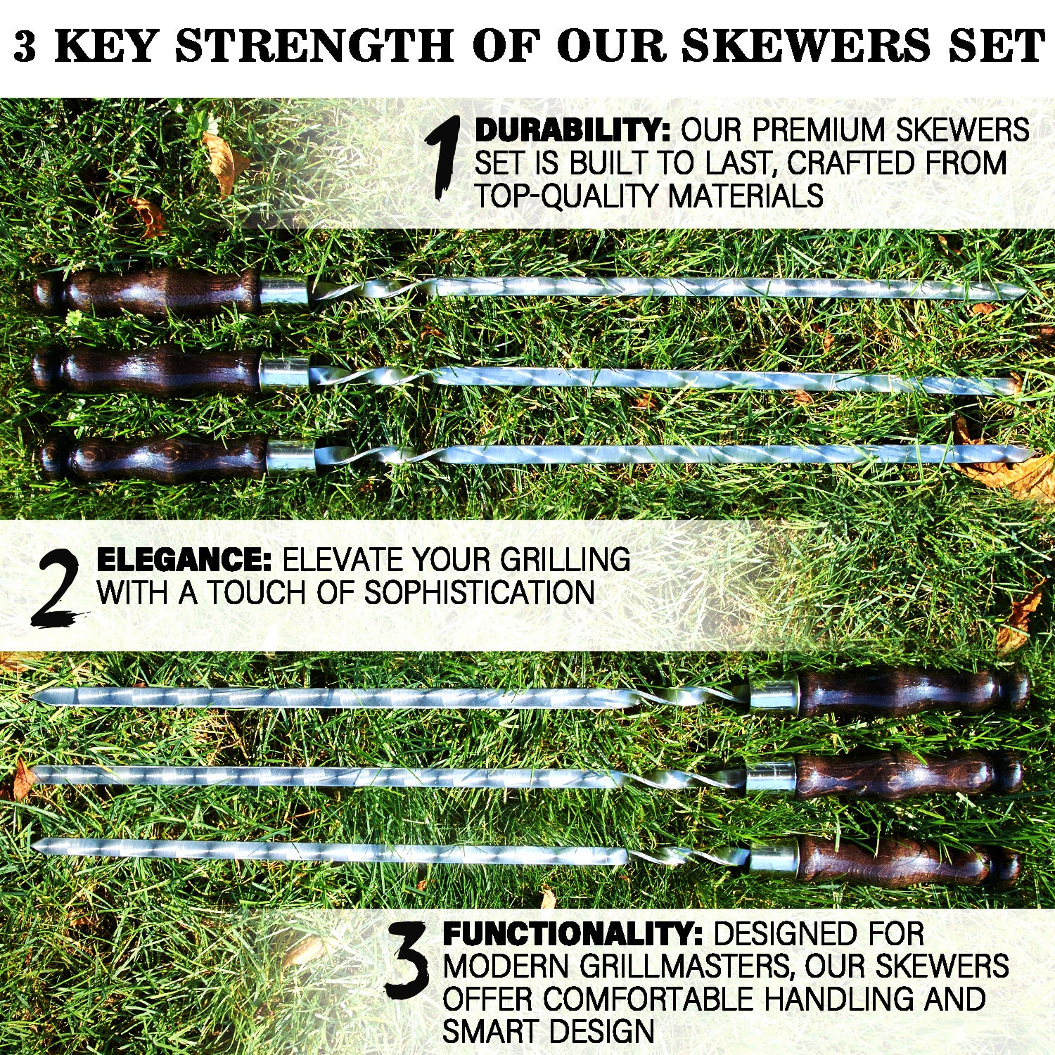 6 in 1 Skewers Set - Premium Skewer Kit for Outdoor Grilling