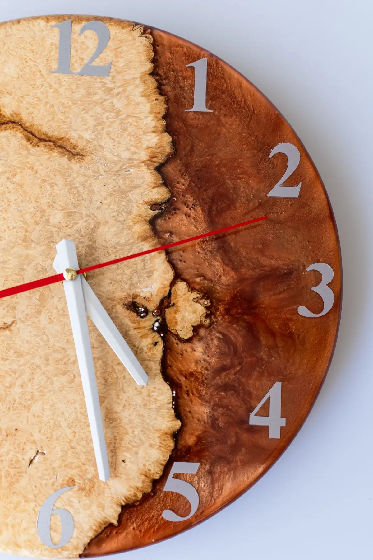 Wood and Epoxy Clock - 12 in (30 cm) Diameter - Handmade Wall Clock