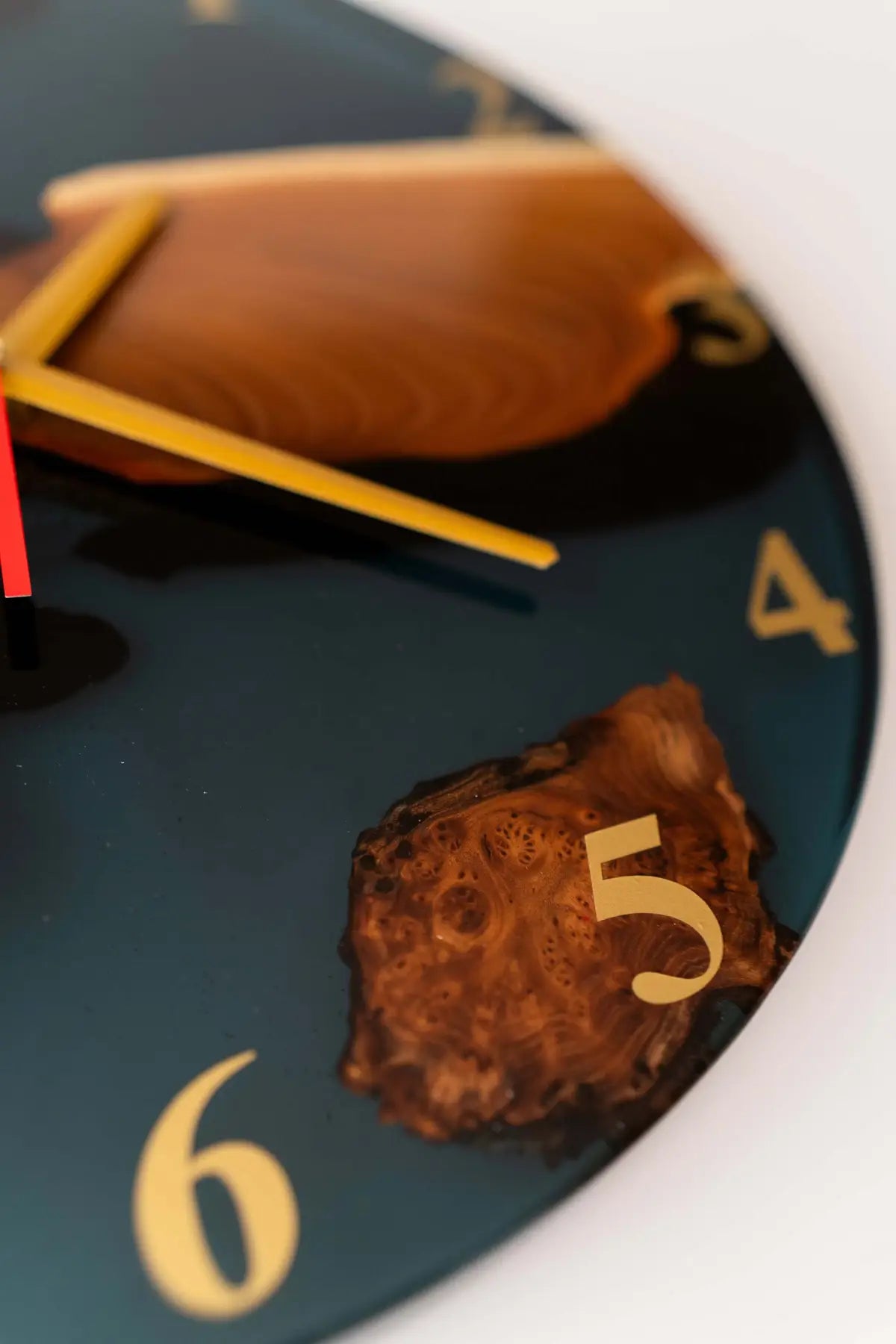 Wood and Epoxy Clock - 14 in (35 cm) Diameter - Handmade Wall Clock