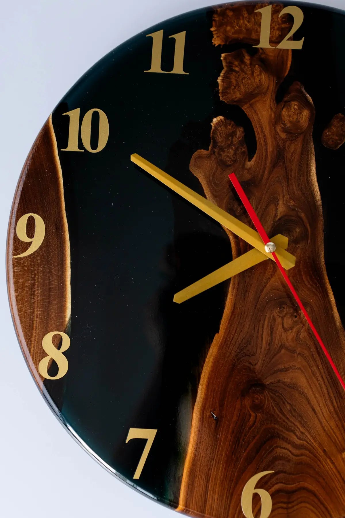 Wood and Epoxy Clock - 14 in (35 cm) Diameter - Handmade Wall Clock