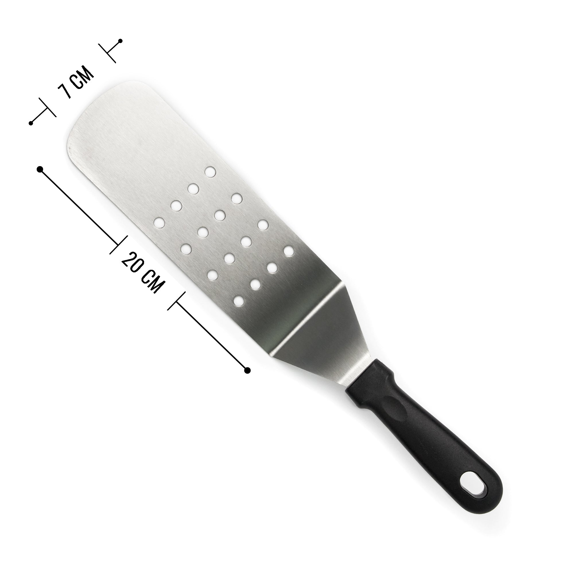 Perforated curved blade