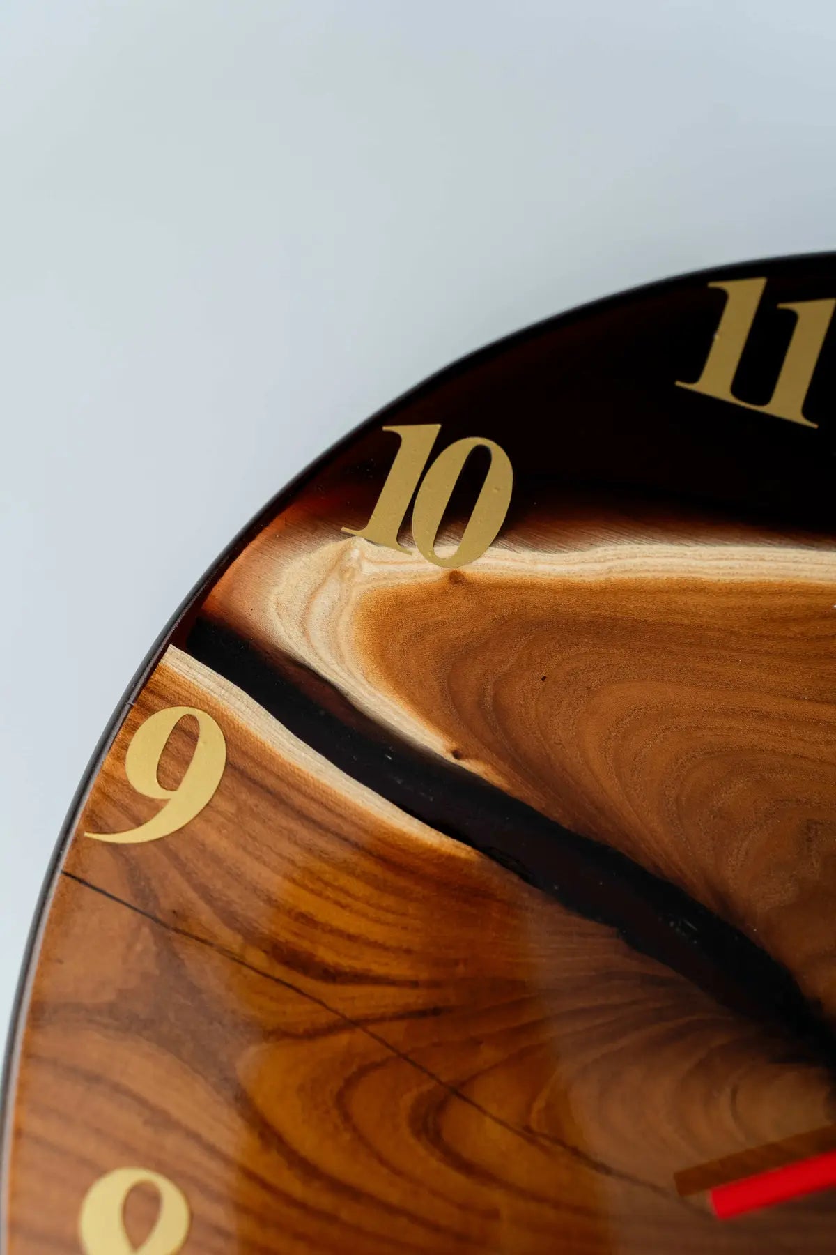 Wood and Epoxy Clock - 14 in (35 cm) Diameter - Handmade Wall Clock