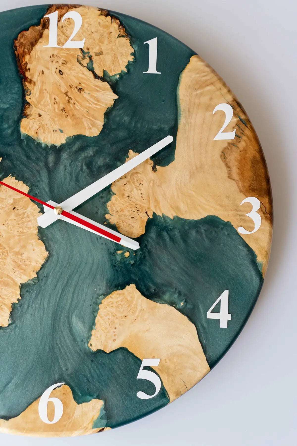 Wood and Epoxy Clock - 14 in (35 cm) Diameter - Handmade Wall Clock