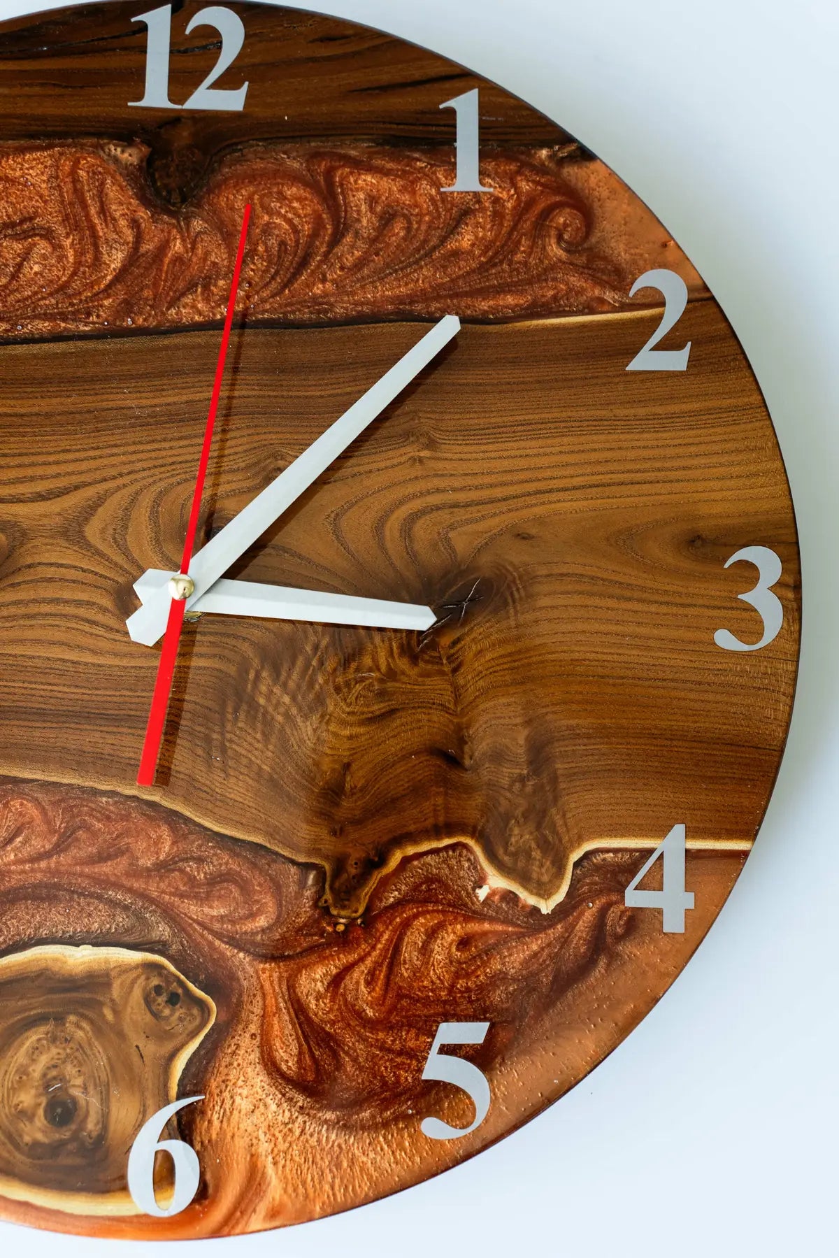 Wood and Epoxy Clock - 14 in (35 cm) Diameter - Handmade Wall Clock