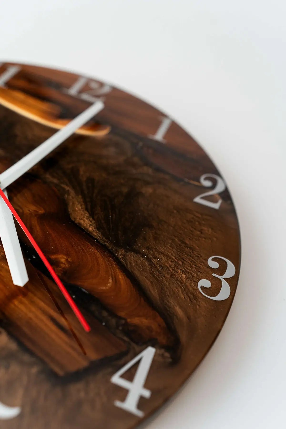 Wood and Epoxy Clock - 12 in (30 cm) Diameter - Handmade Wall Clock