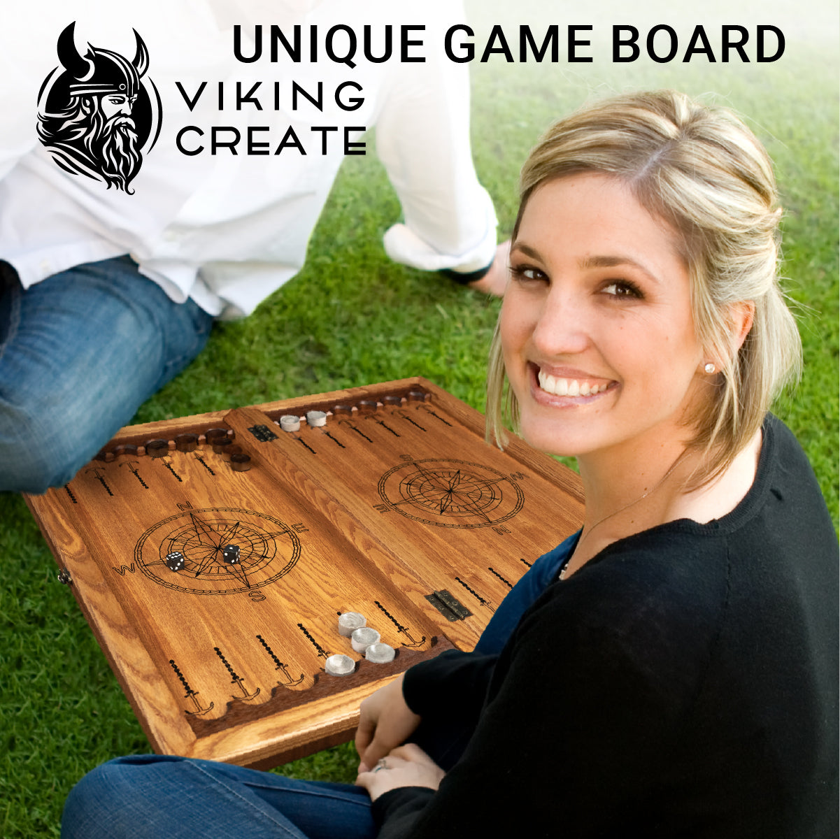 Handmade backgammon made of natural wood and epoxy resin 25.59*25.59 inch (65*65 cm)