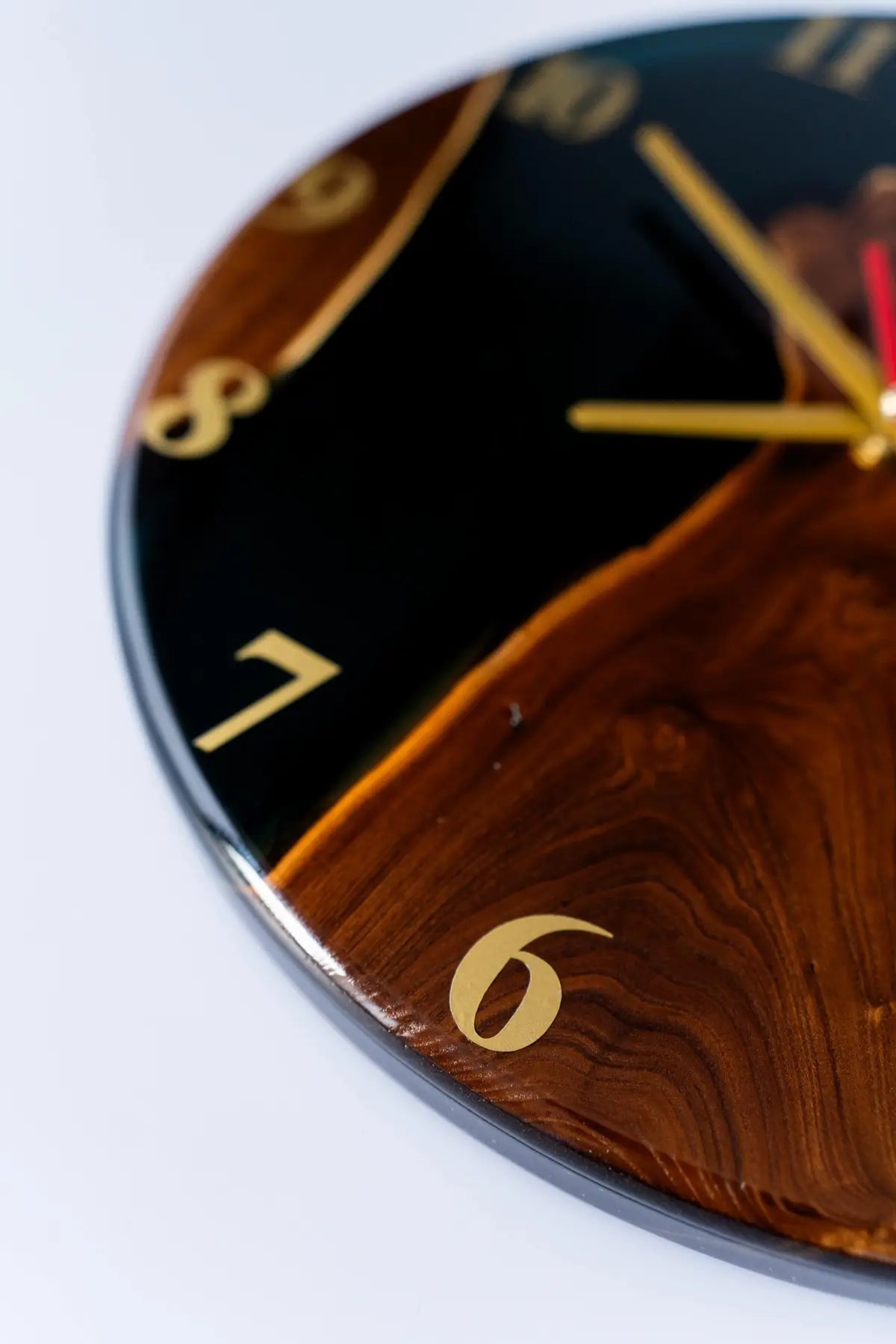 Wood and Epoxy Clock - 14 in (35 cm) Diameter - Handmade Wall Clock