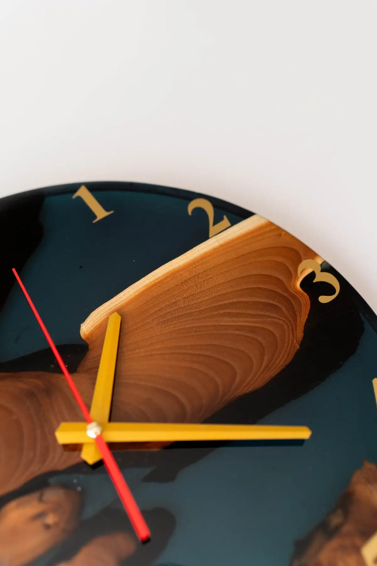 Wood and Epoxy Clock - 14 in (35 cm) Diameter - Handmade Wall Clock