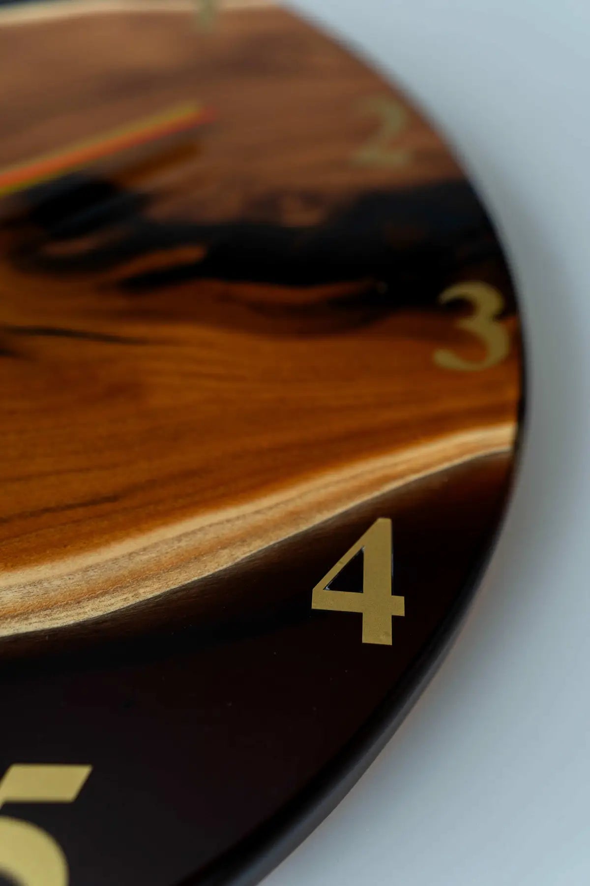 Wood and Epoxy Clock - 14 in (35 cm) Diameter - Handmade Wall Clock