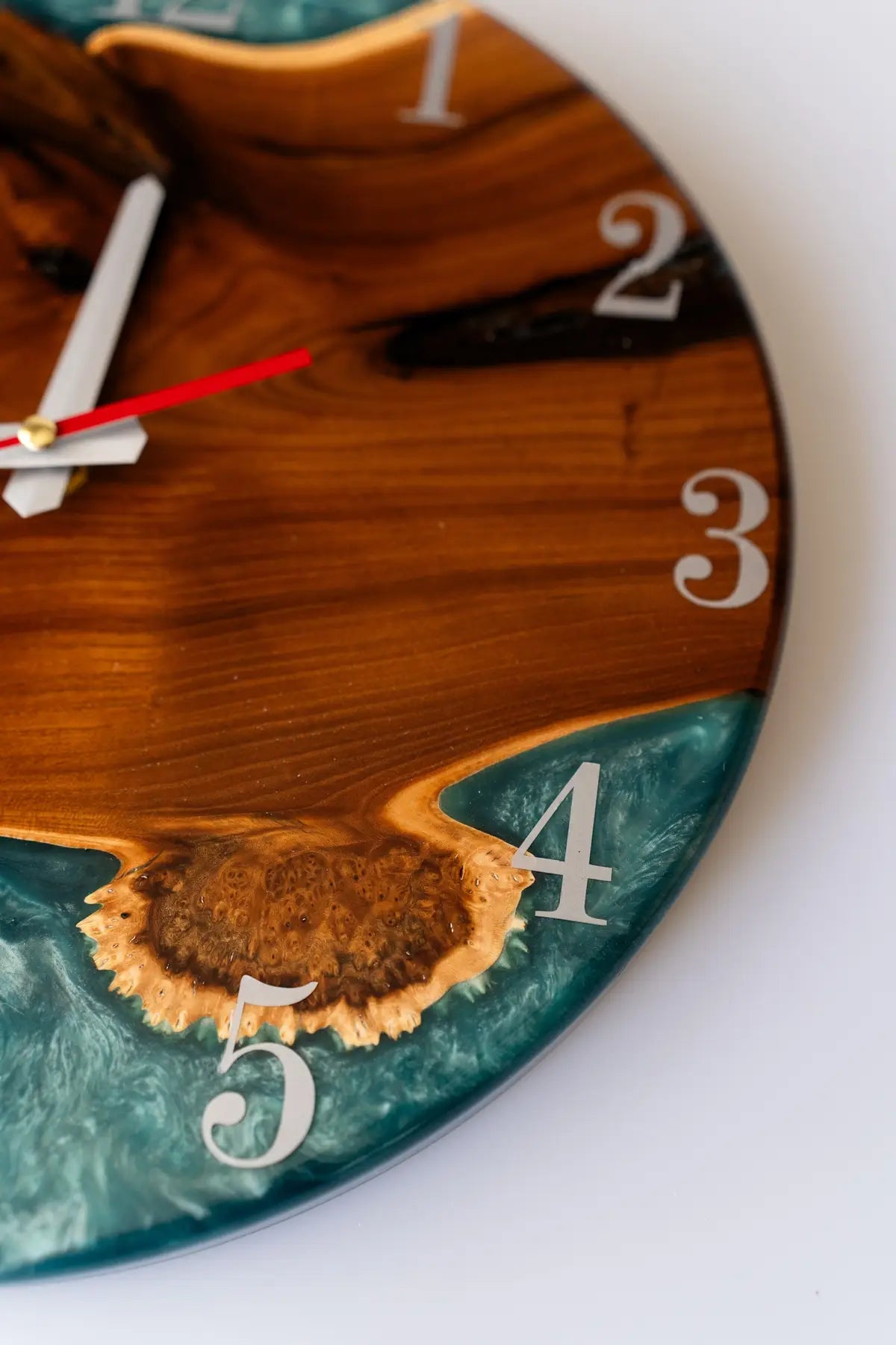 Wood and Epoxy Clock - 12 in (30 cm) Diameter - Handmade Wall Clock