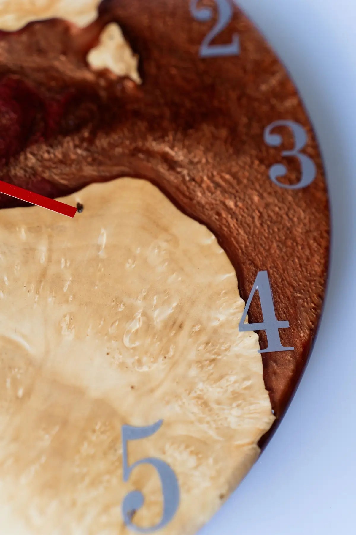 Wood and Epoxy Clock - 12 in (30 cm) Diameter - Handmade Wall Clock