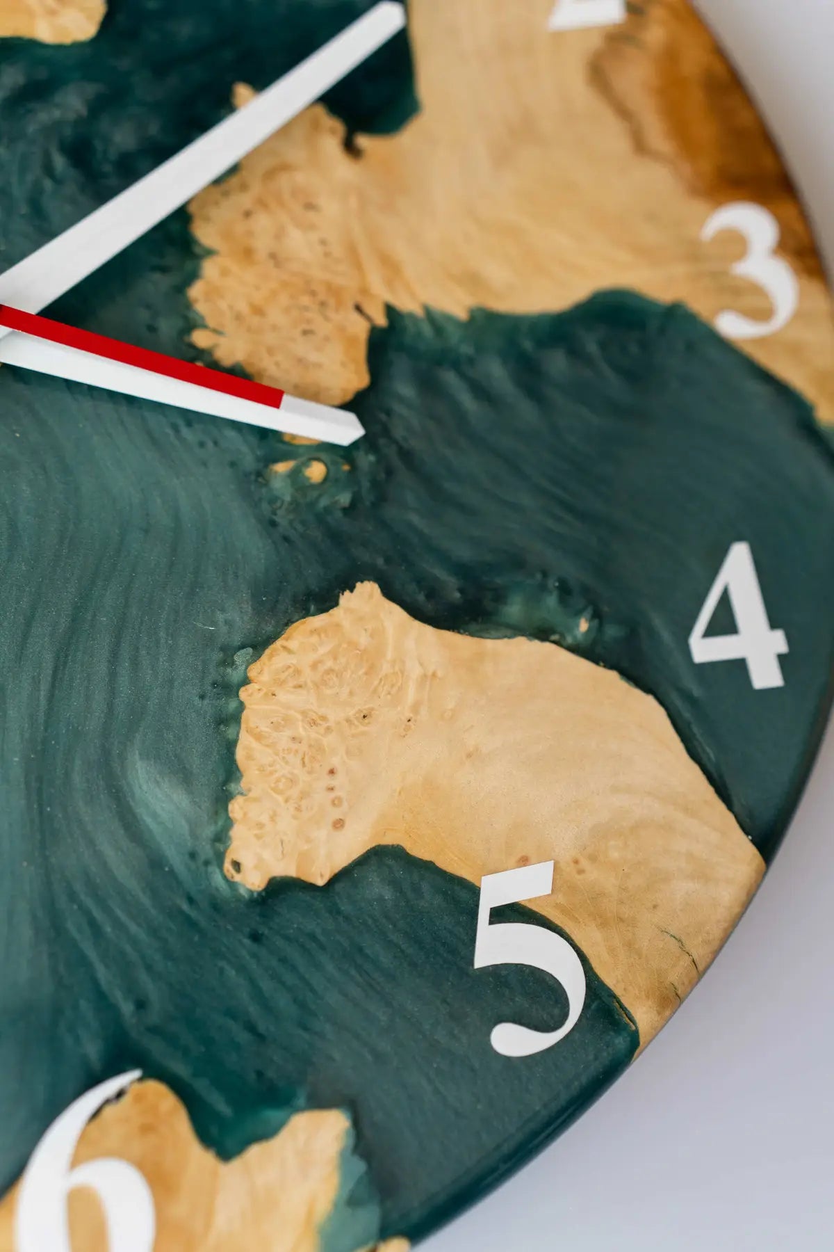 Wood and Epoxy Clock - 14 in (35 cm) Diameter - Handmade Wall Clock